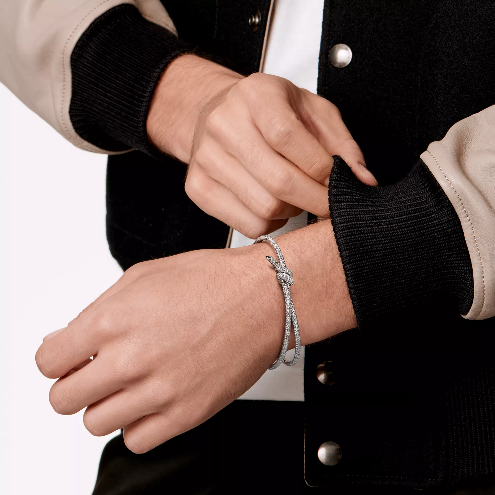 Double Row Bracelet in White Gold with Diamonds