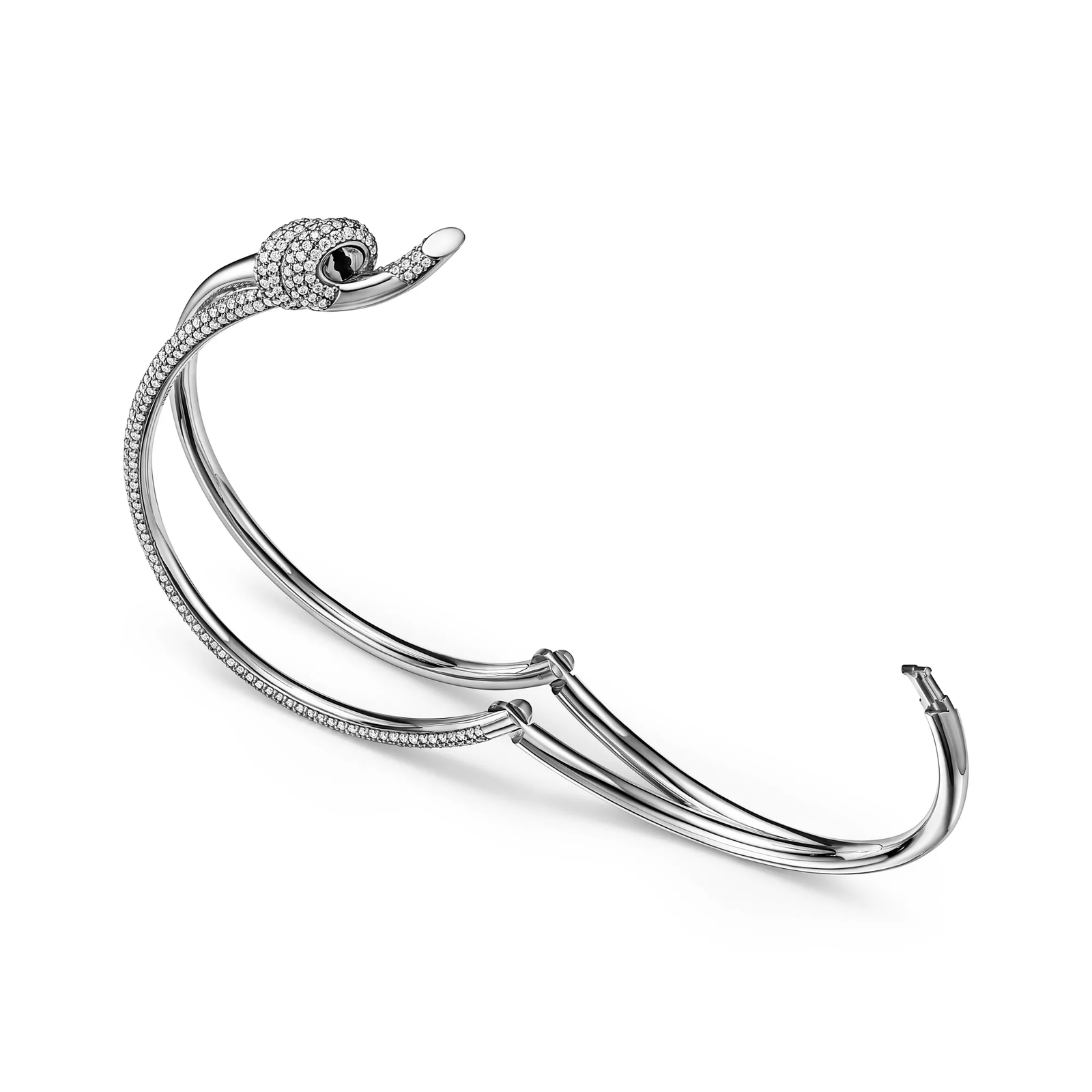 Double Row Bracelet in White Gold with Diamonds
