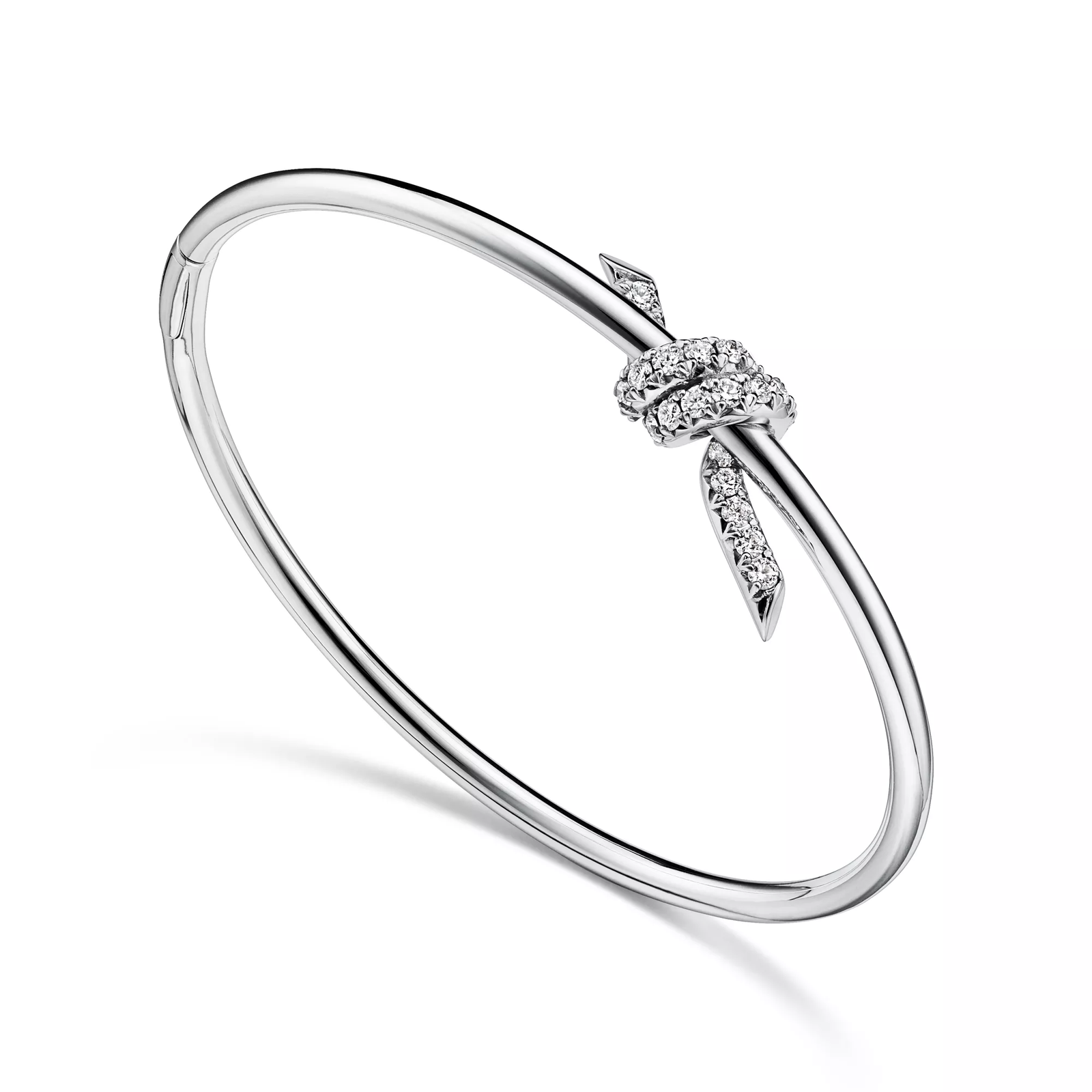 Wire Bangle in White Gold with Diamonds