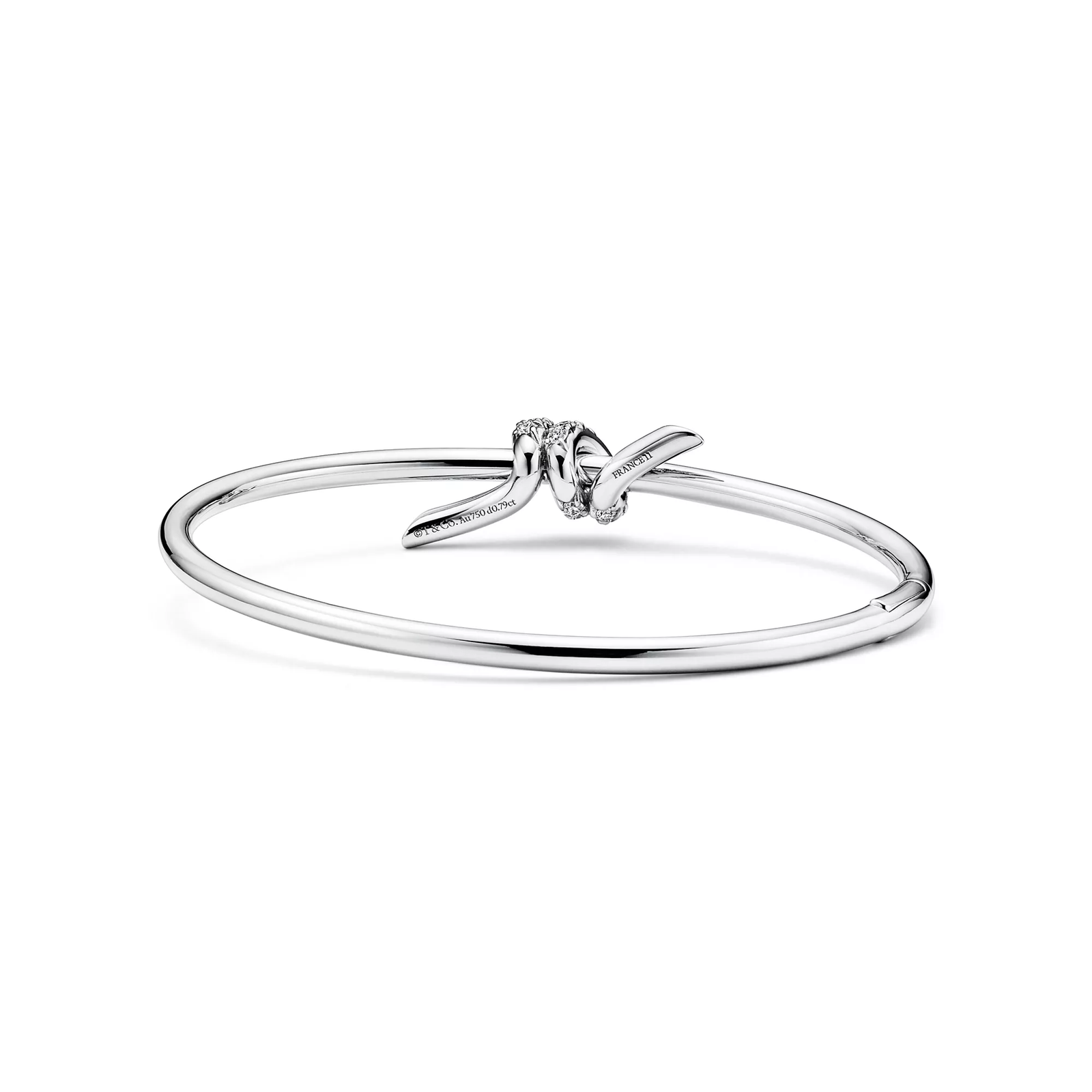 Wire Bangle in White Gold with Diamonds
