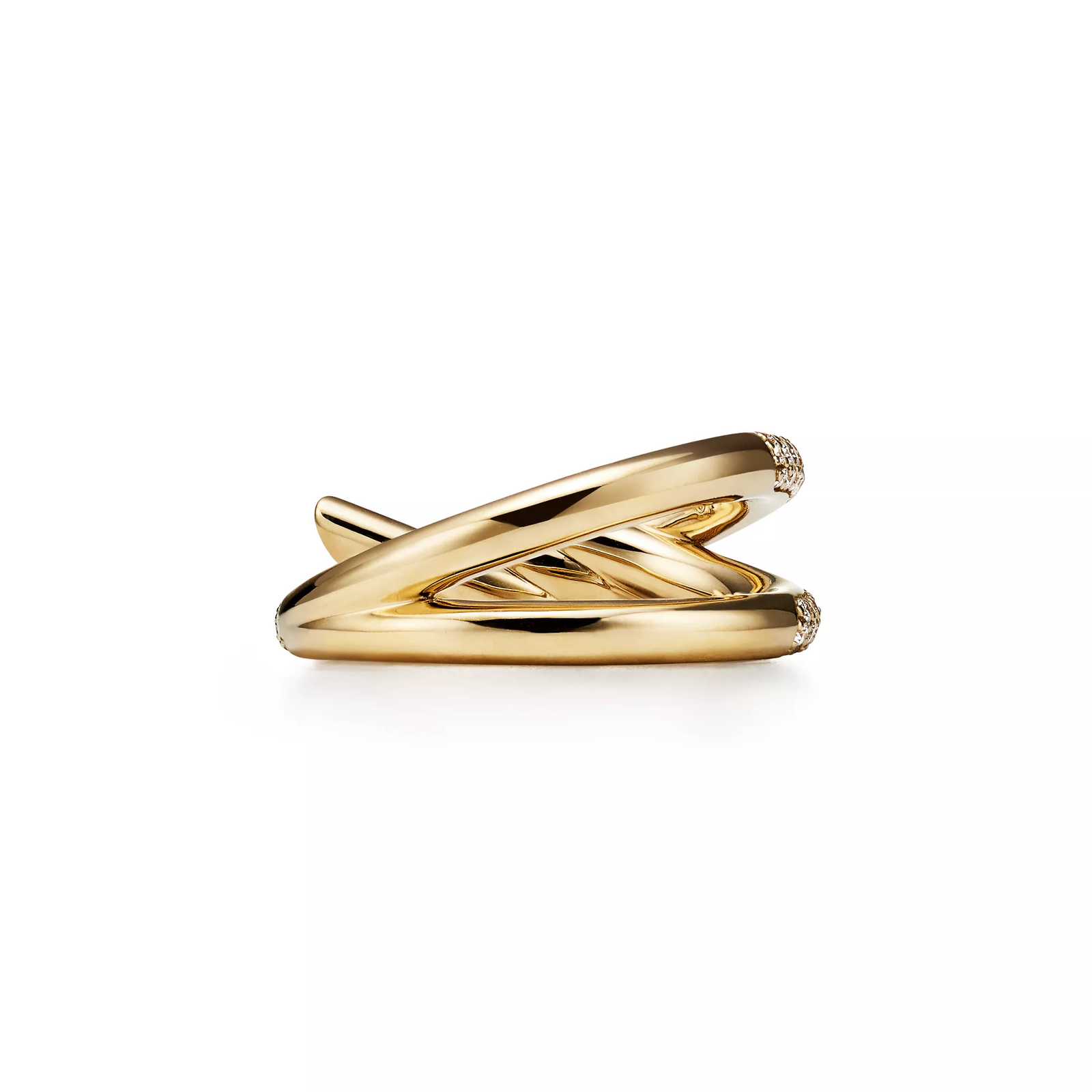 Double Row Ring in Yellow Gold with Diamonds