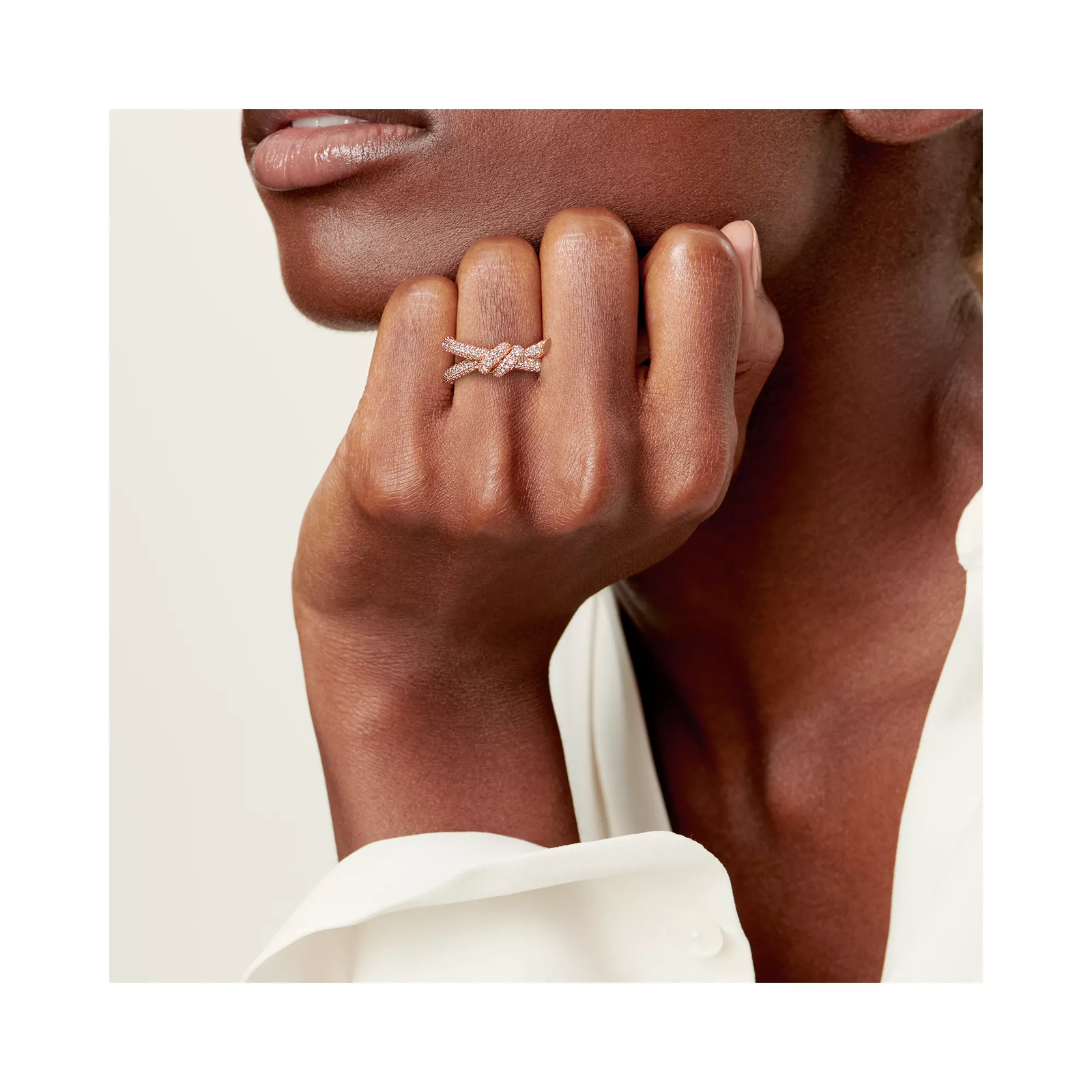 Double Row Ring in Rose Gold with Diamonds