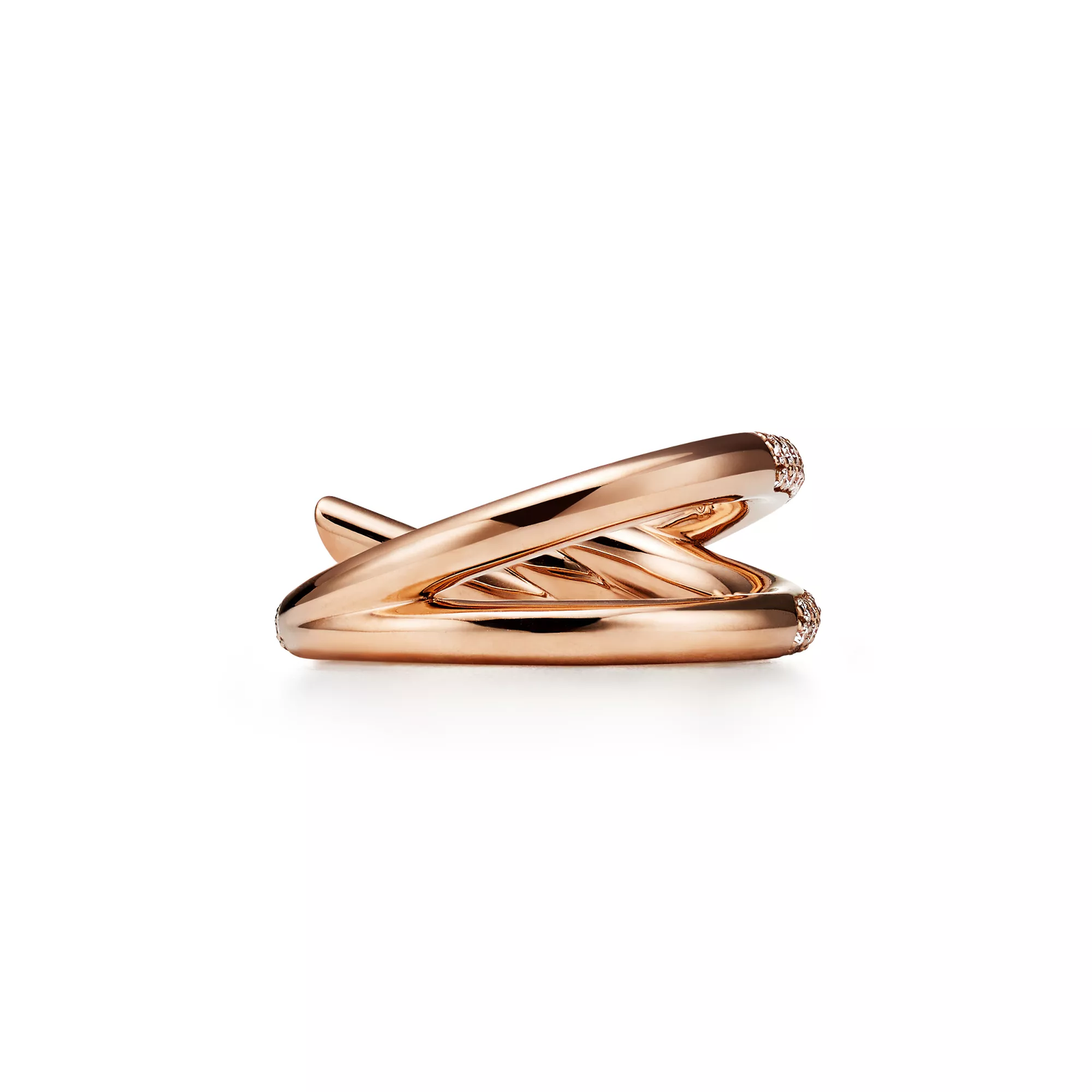 Double Row Ring in Rose Gold with Diamonds