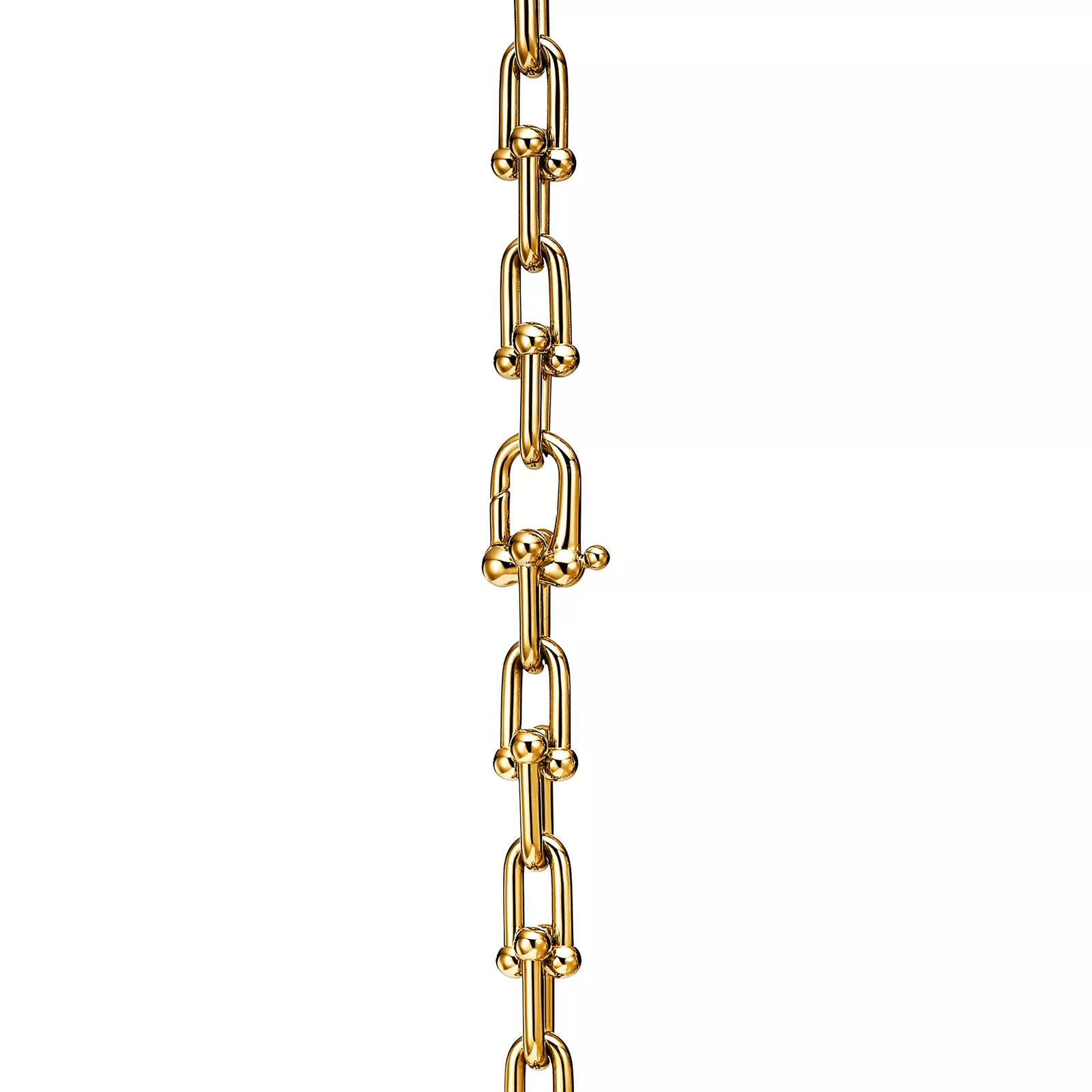 Graduated Link Necklace in Yellow Gold with Pave Diamonds