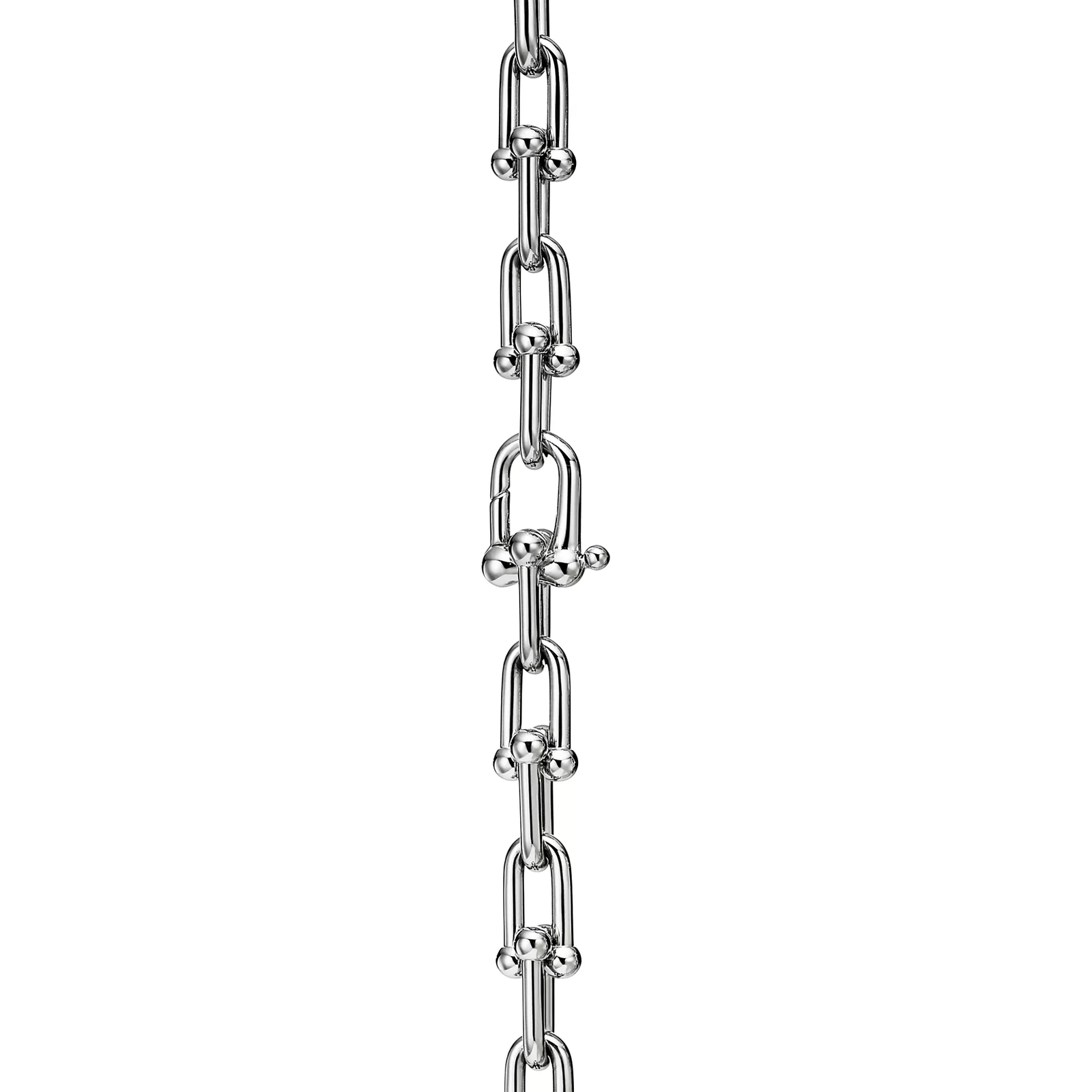 Graduated Link Necklace in White Gold with Pave Diamonds
