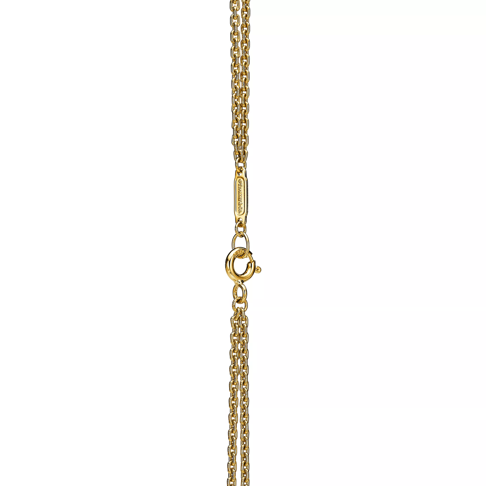 Large Double Link Pendant in Yellow Gold with Pave Diamonds