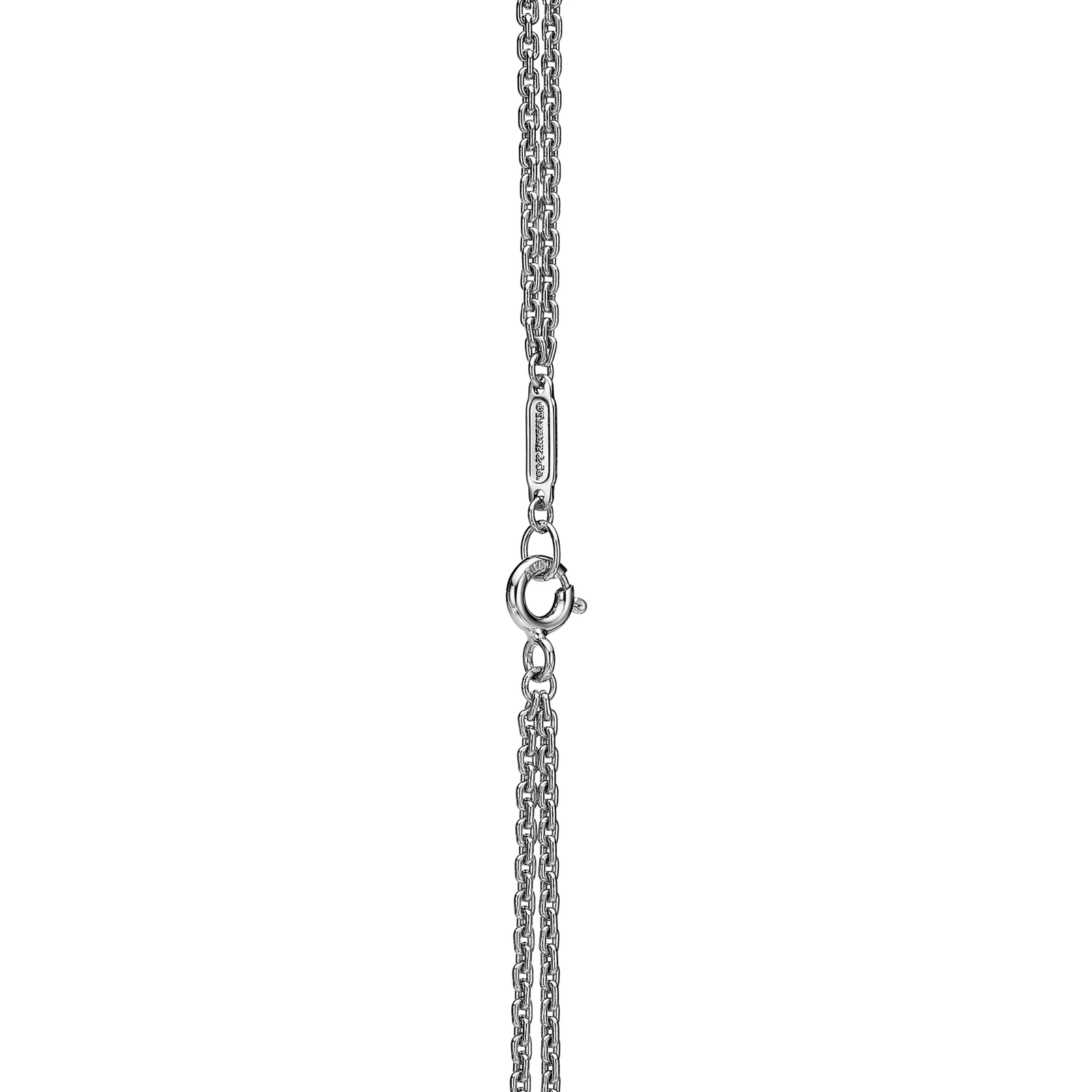Large Double Link Pendant in White Gold with Pave Diamonds