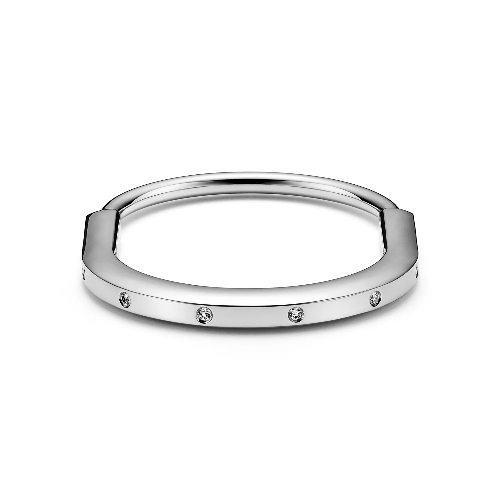 Bangle in White Gold with Diamond Accents