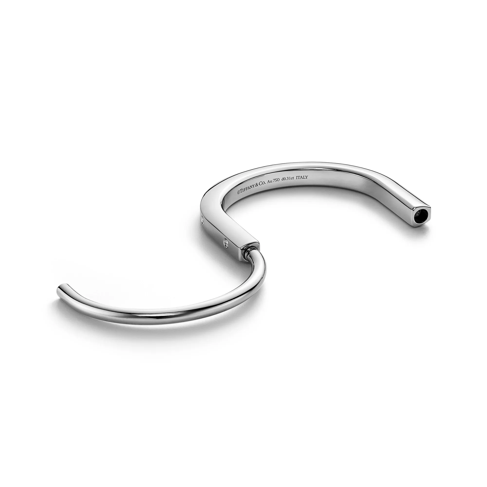 Bangle in White Gold with Diamond Accents