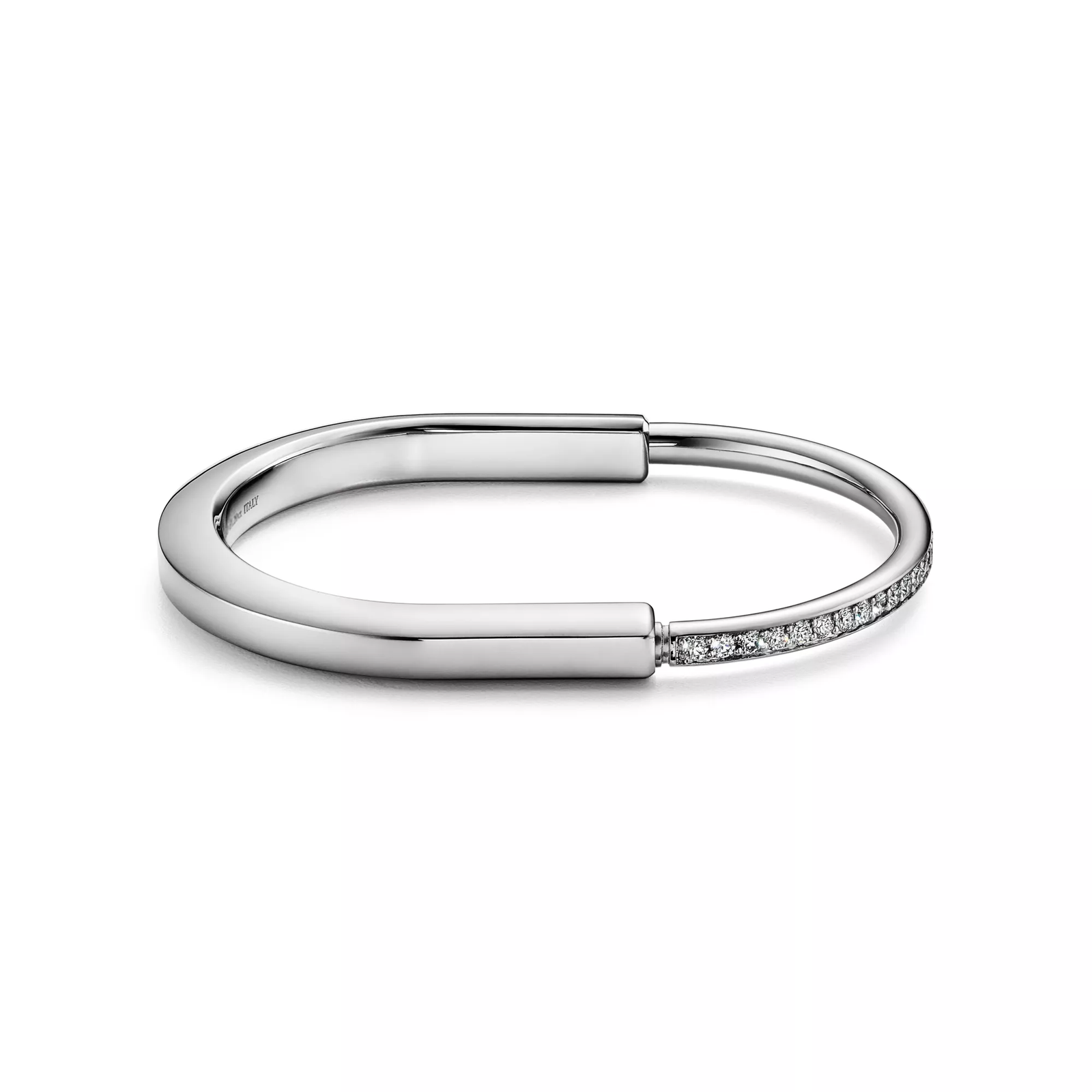 Bangle in White Gold with Half Pave Diamonds