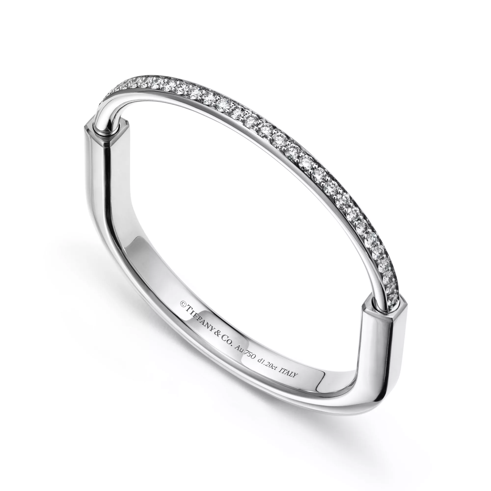 Bangle in White Gold with Half Pave Diamonds