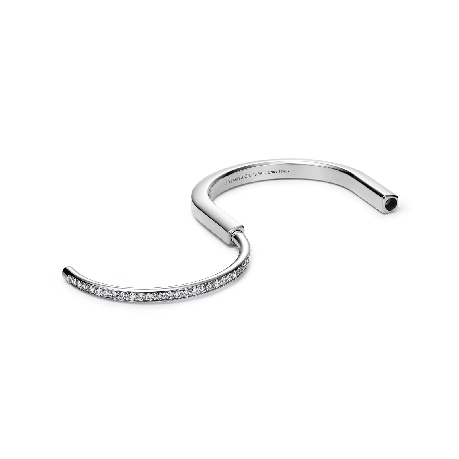 Bangle in White Gold with Half Pave Diamonds