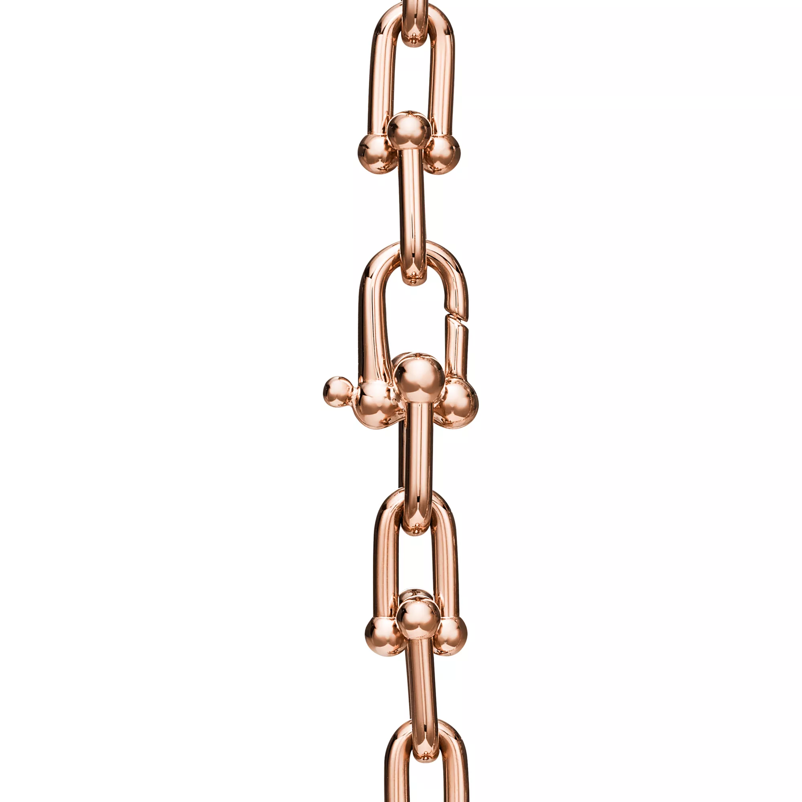 Graduated Link Necklace in Rose Gold with Pave Diamonds