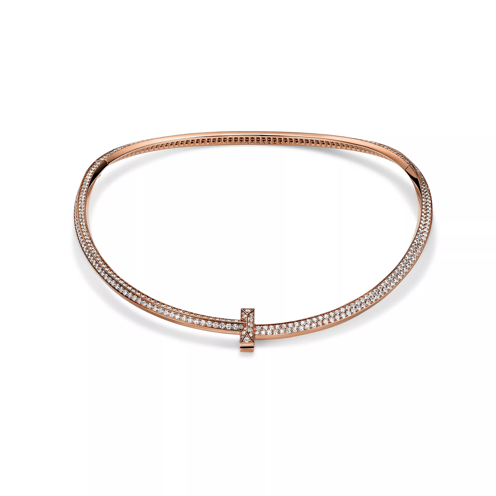 T1 Pave Diamond Necklace in Rose Gold