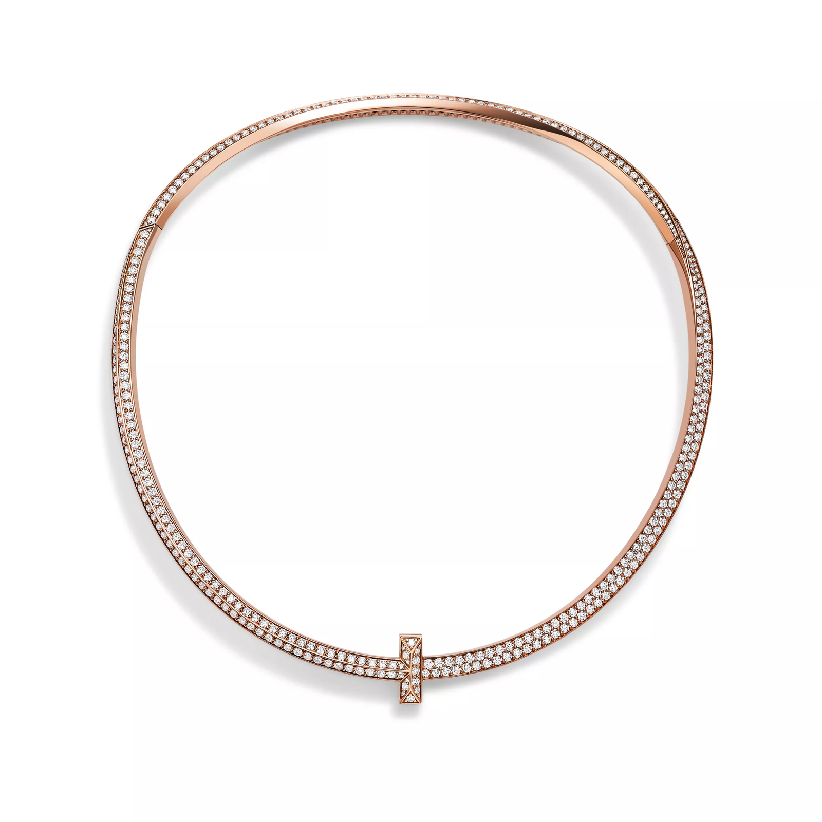 T1 Pave Diamond Necklace in Rose Gold