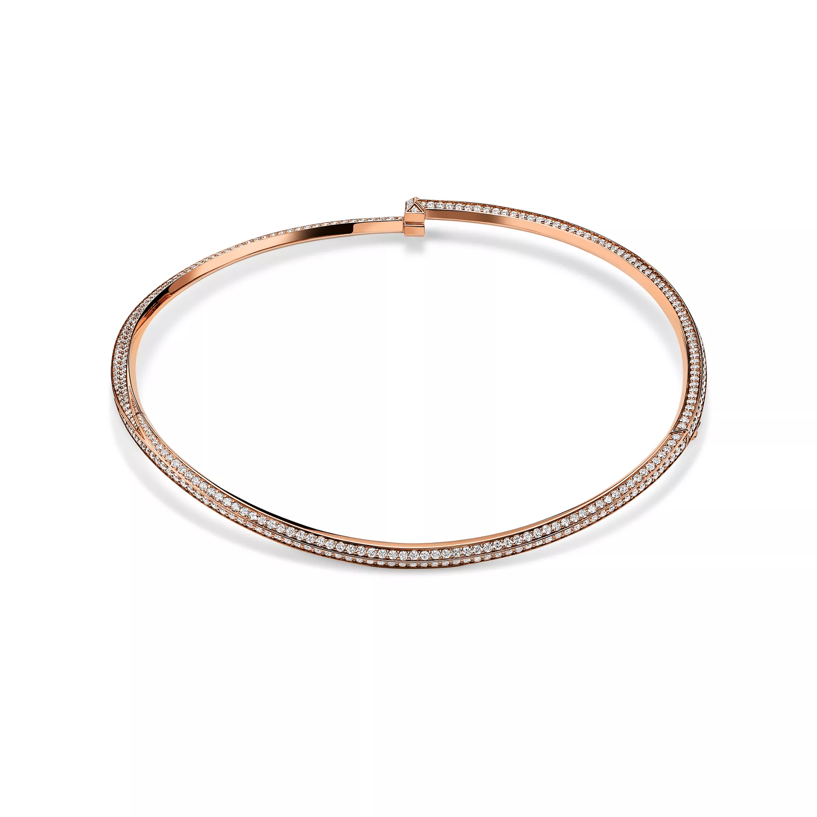 T1 Pave Diamond Necklace in Rose Gold