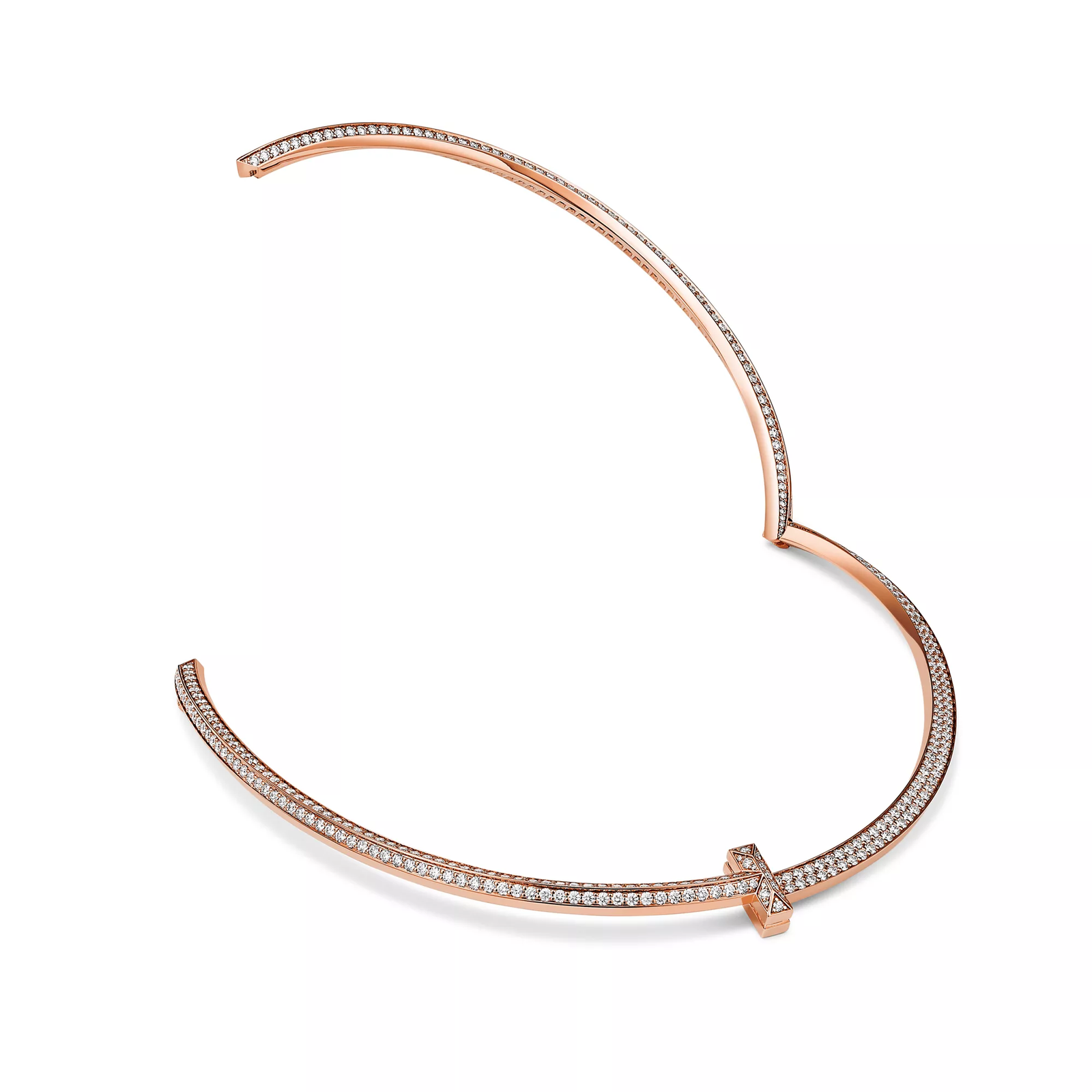 T1 Pave Diamond Necklace in Rose Gold