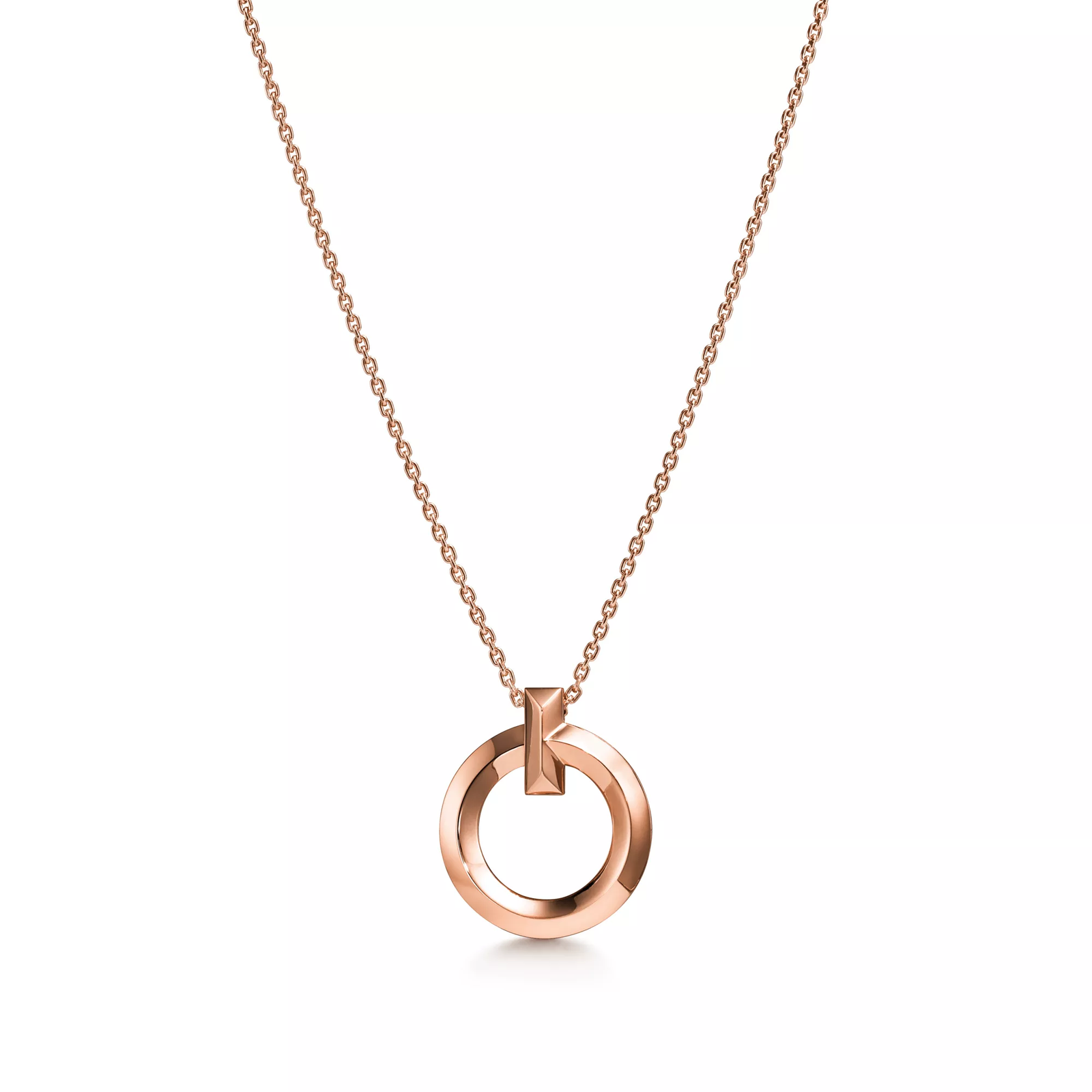 T1 Circle Pendant in Rose Gold, Small