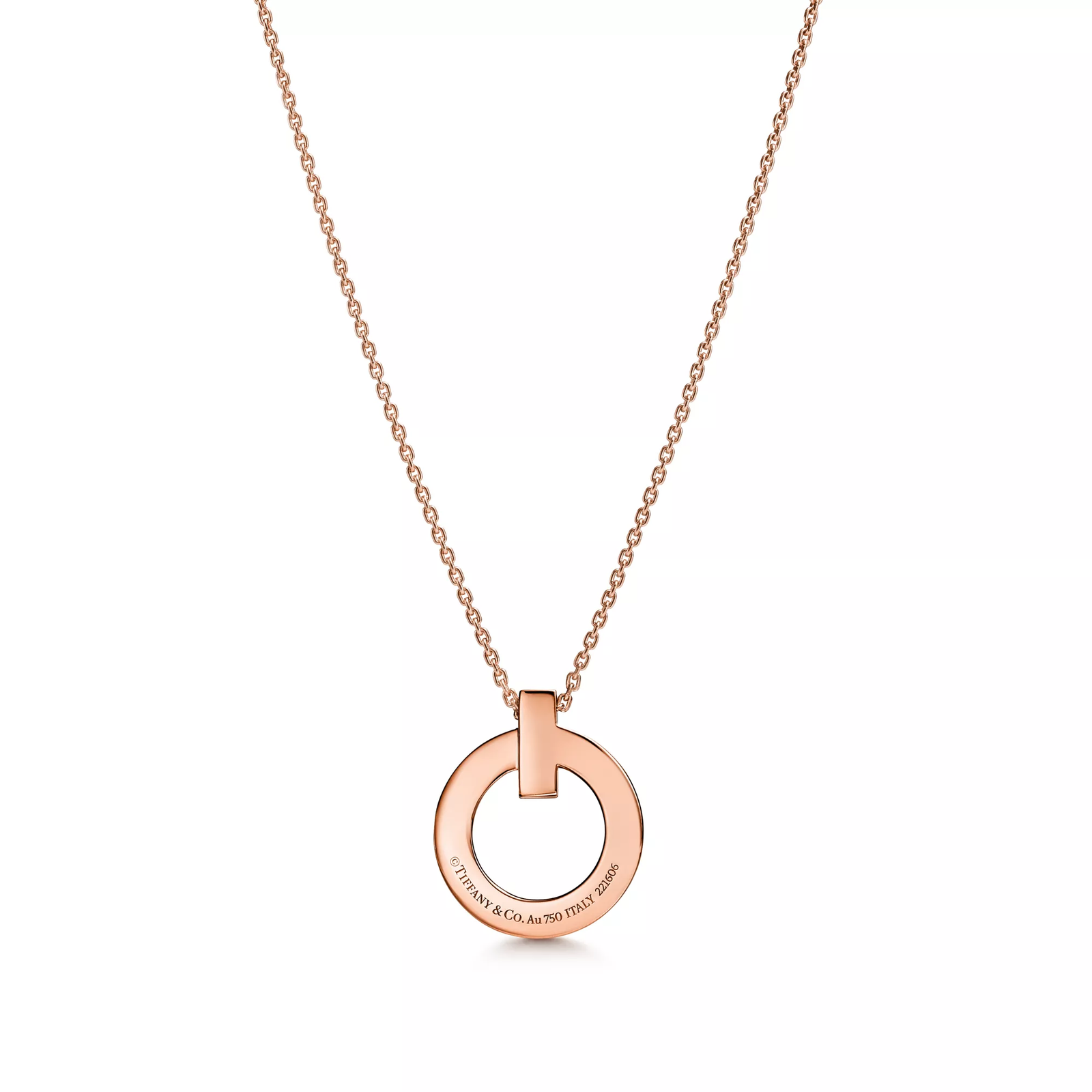 T1 Circle Pendant in Rose Gold, Small
