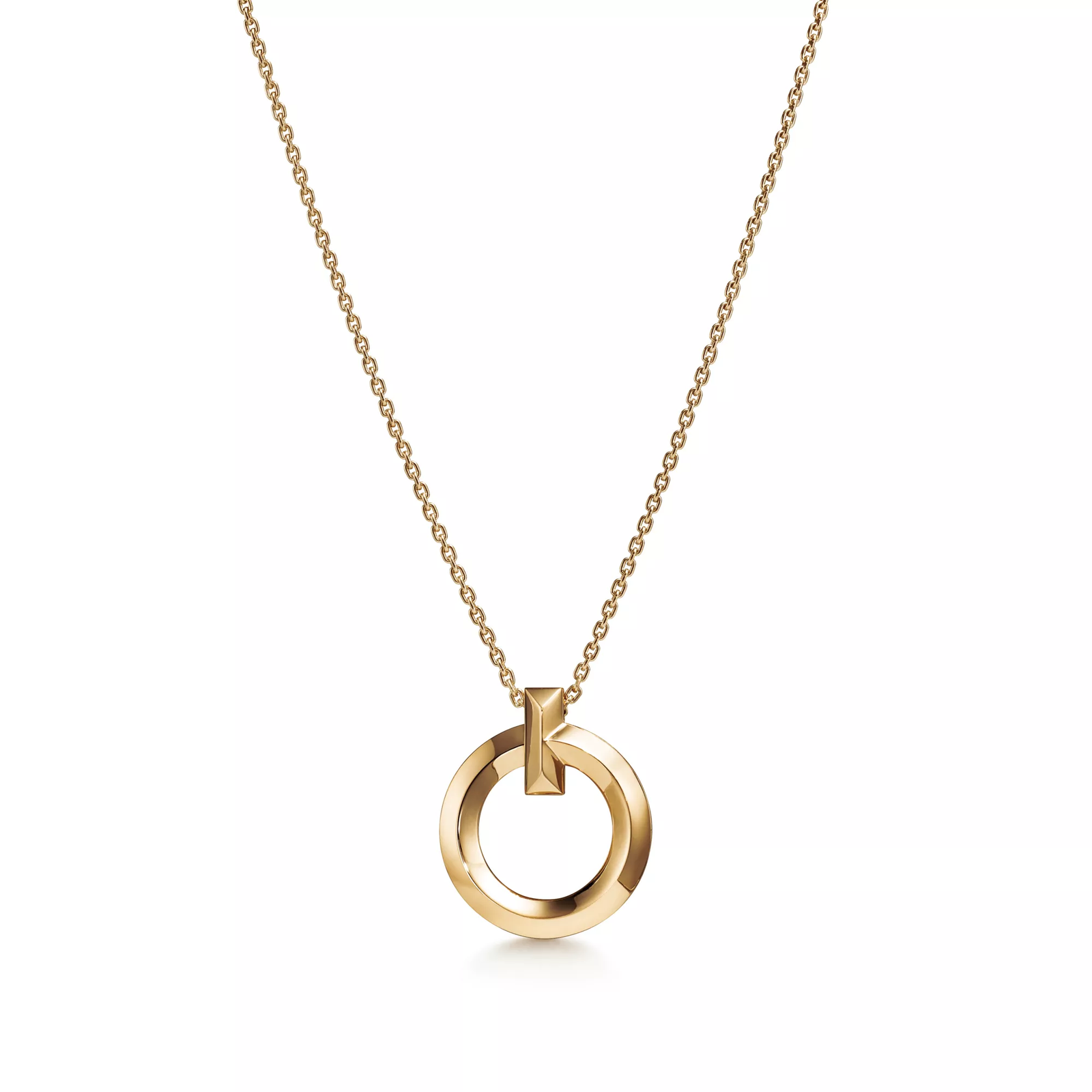 T1 Circle Pendant in Yellow Gold, Small