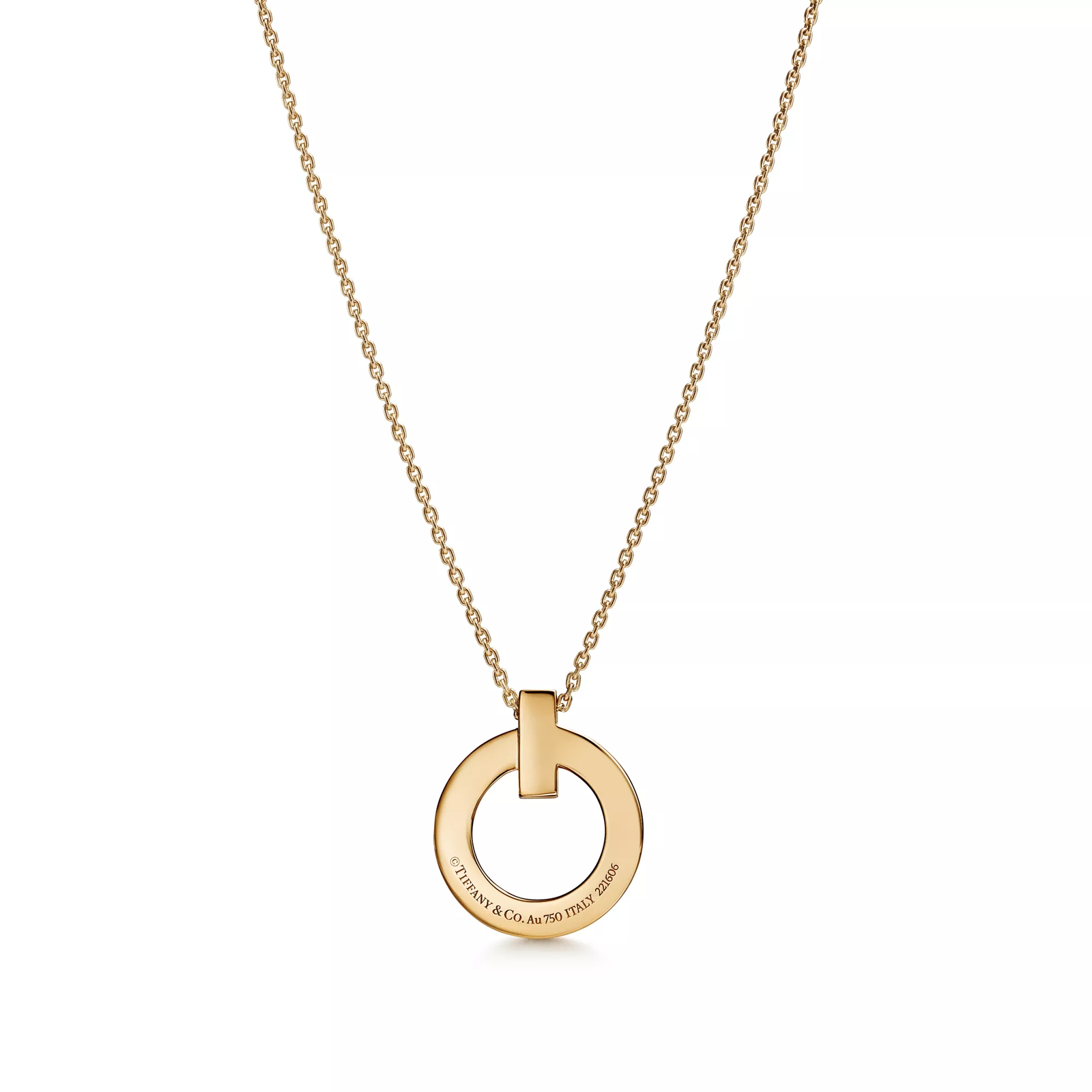 T1 Circle Pendant in Yellow Gold, Small