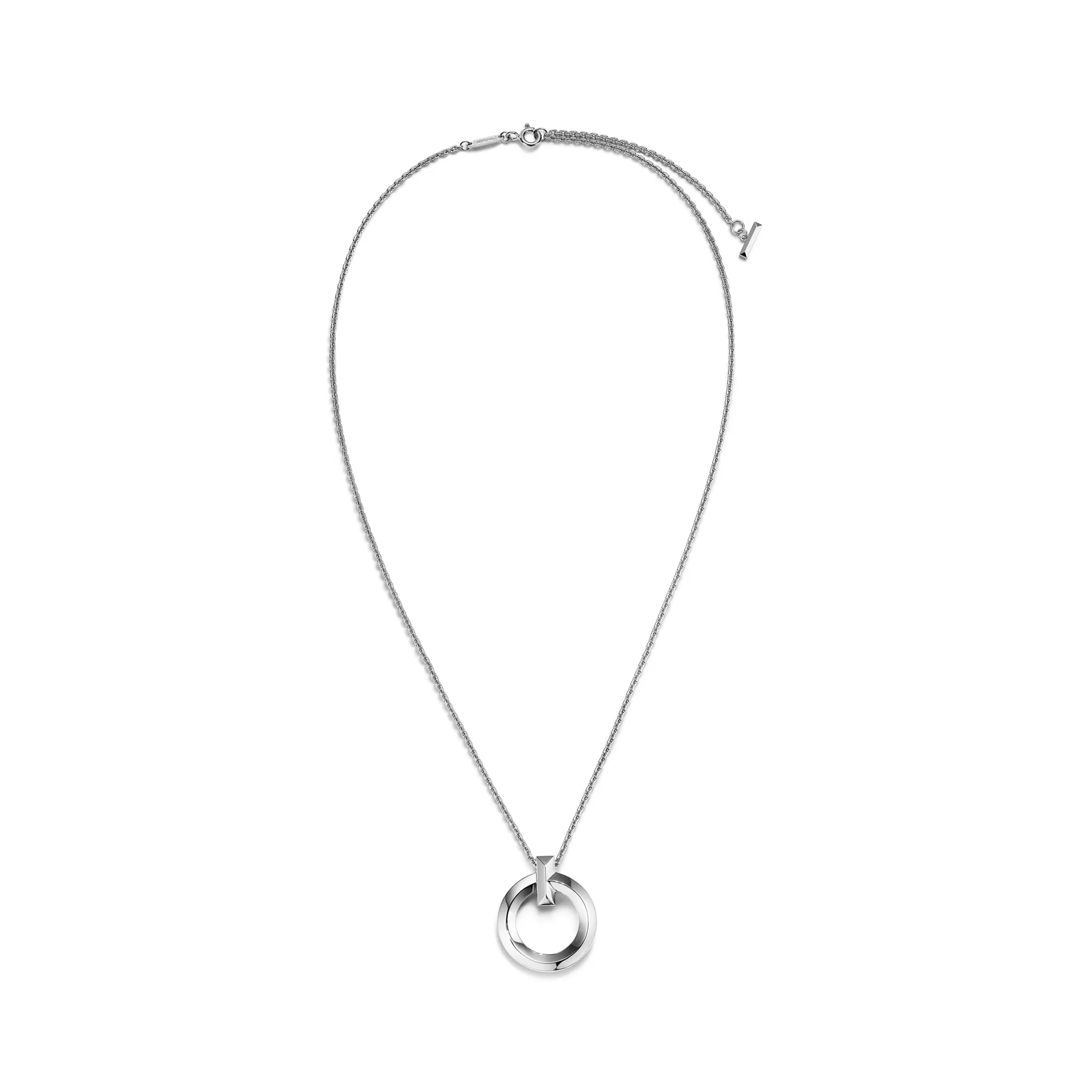 T1 Circle Pendant in White Gold, Small