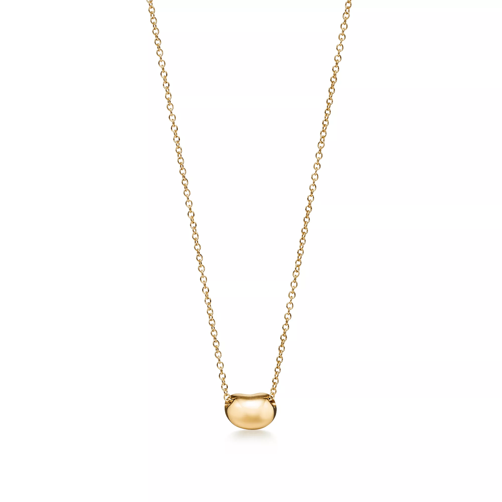 Bean design Pendant in Yellow Gold with Pave Diamonds, 6.5 mm