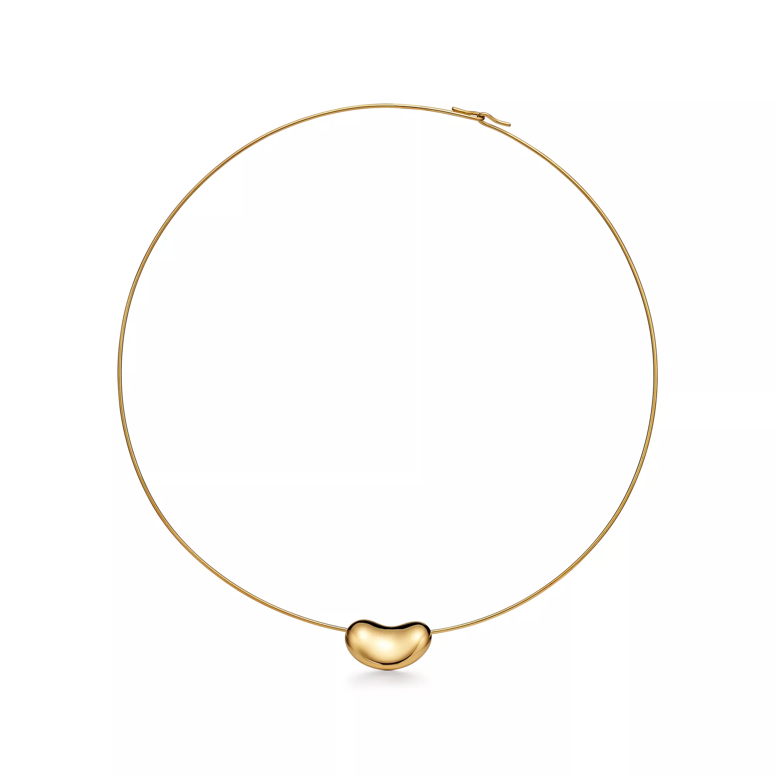 Bean design Wire Necklace in Yellow Gold, 20 mm