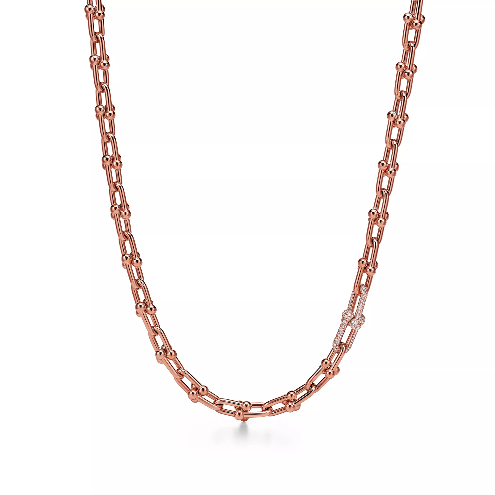 Medium Link Necklace in Rose Gold with Diamonds