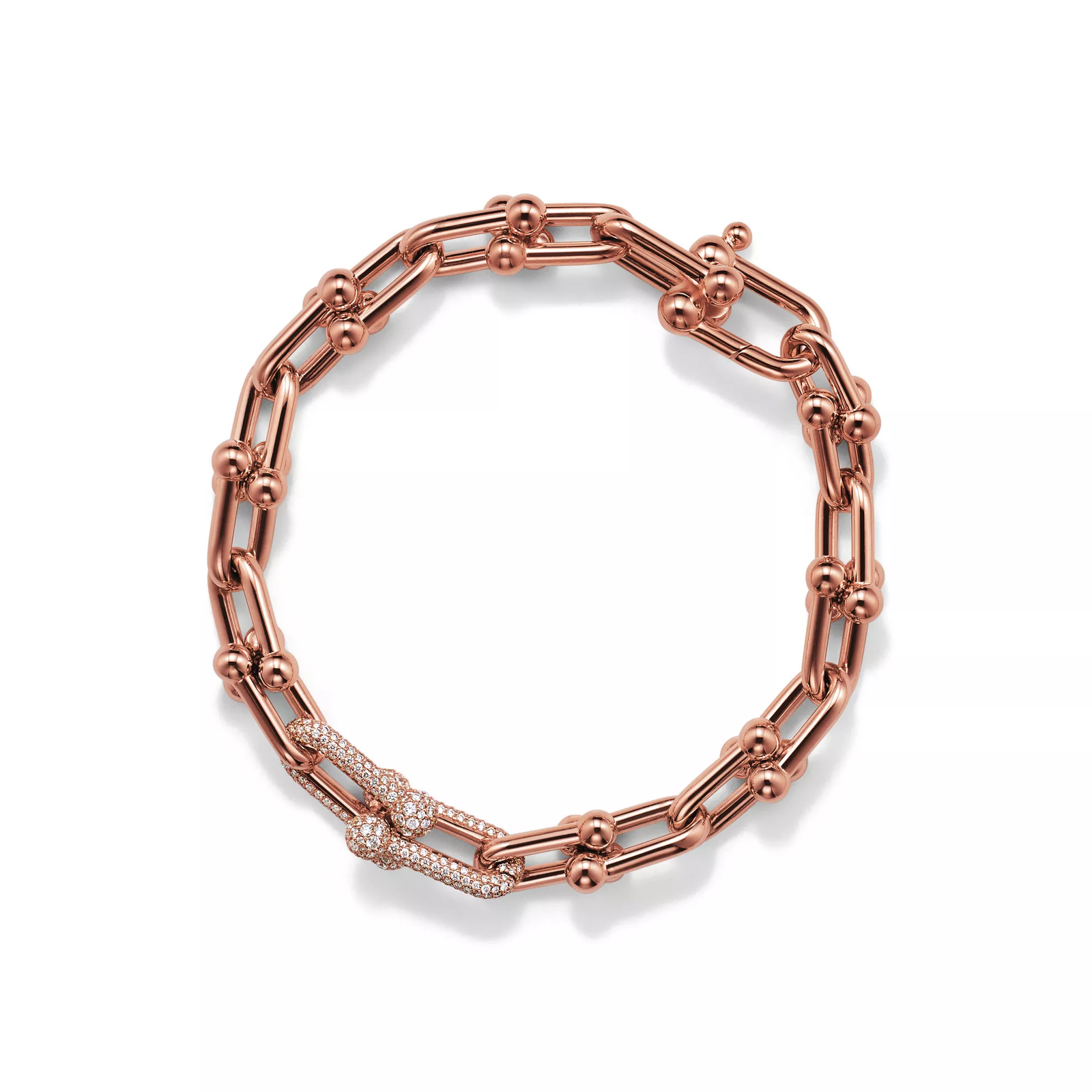 Medium Link Bracelet in Rose Gold with Diamonds