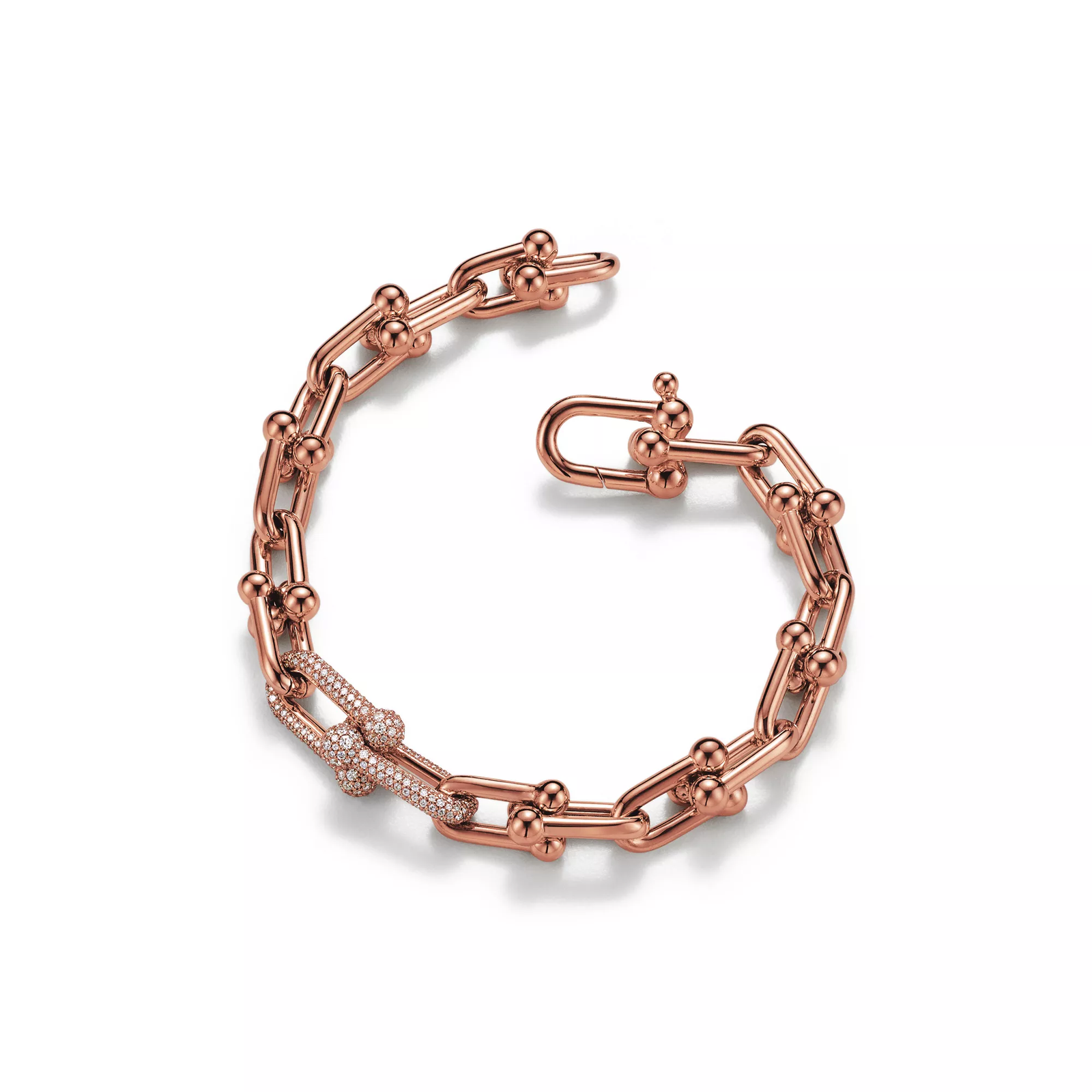 Medium Link Bracelet in Rose Gold with Diamonds