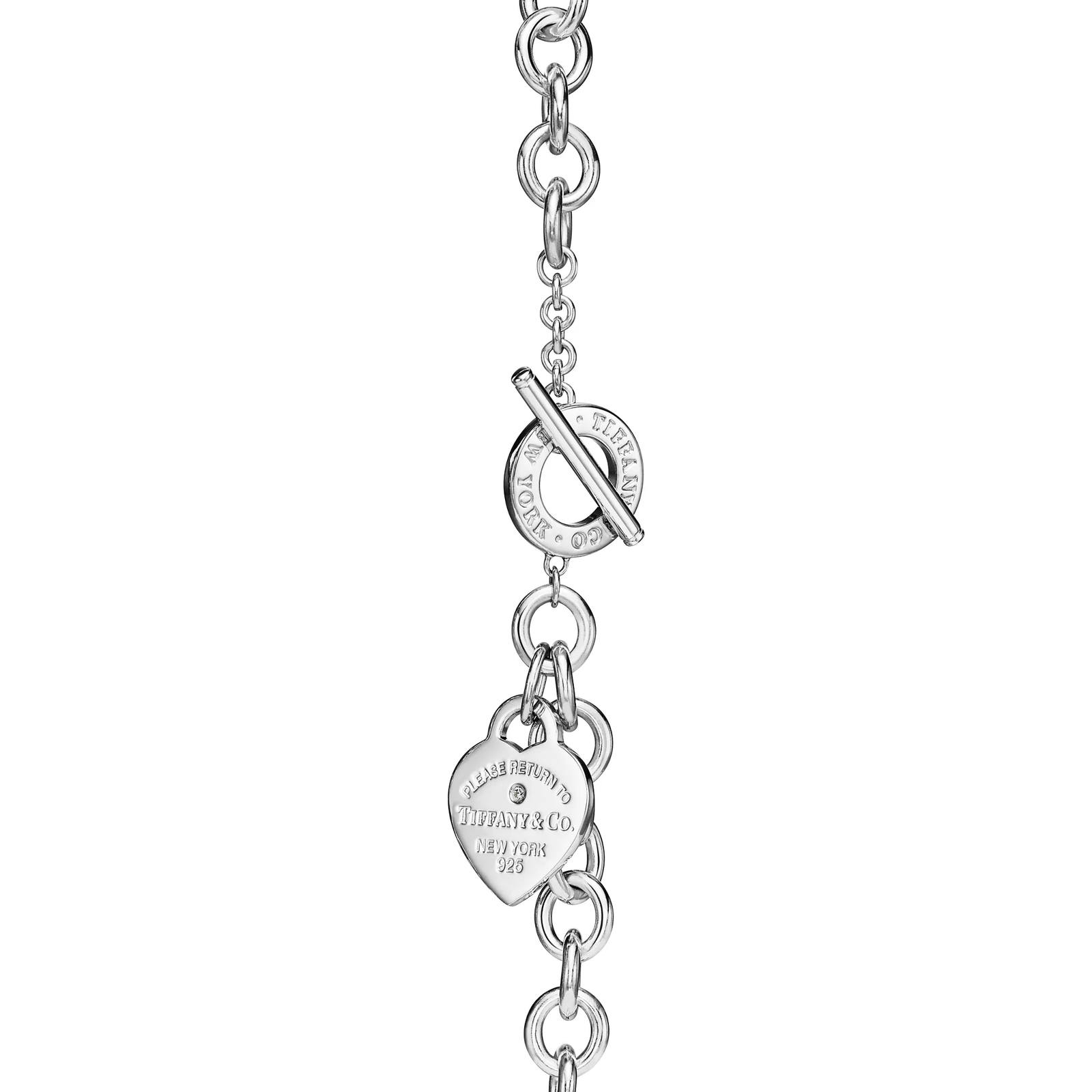 Heart Tag Necklace in Silver with a Diamond, Medium