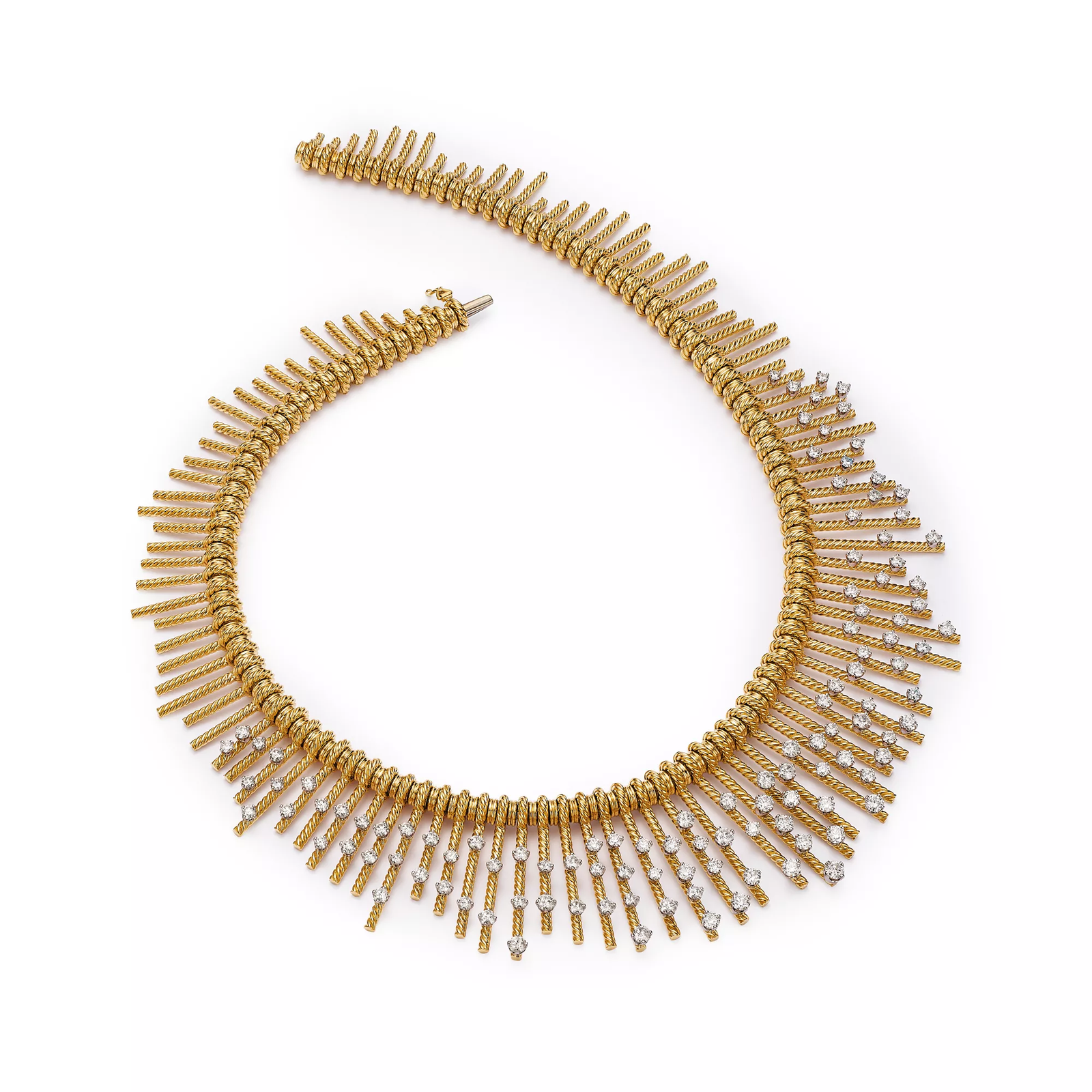 Fringe Necklace in Yellow Gold and Platinum