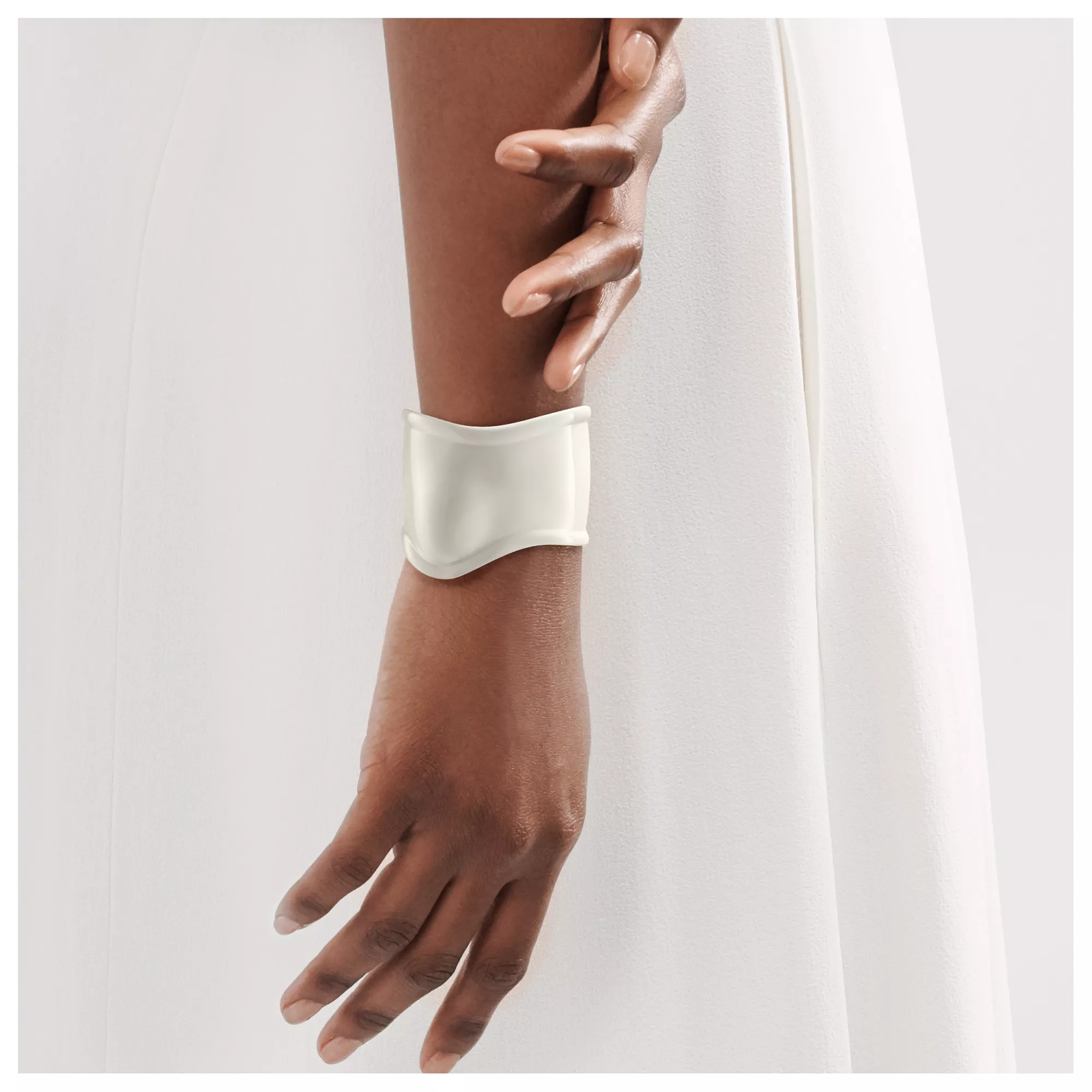 Medium Bone Cuff in White Finish Over Copper