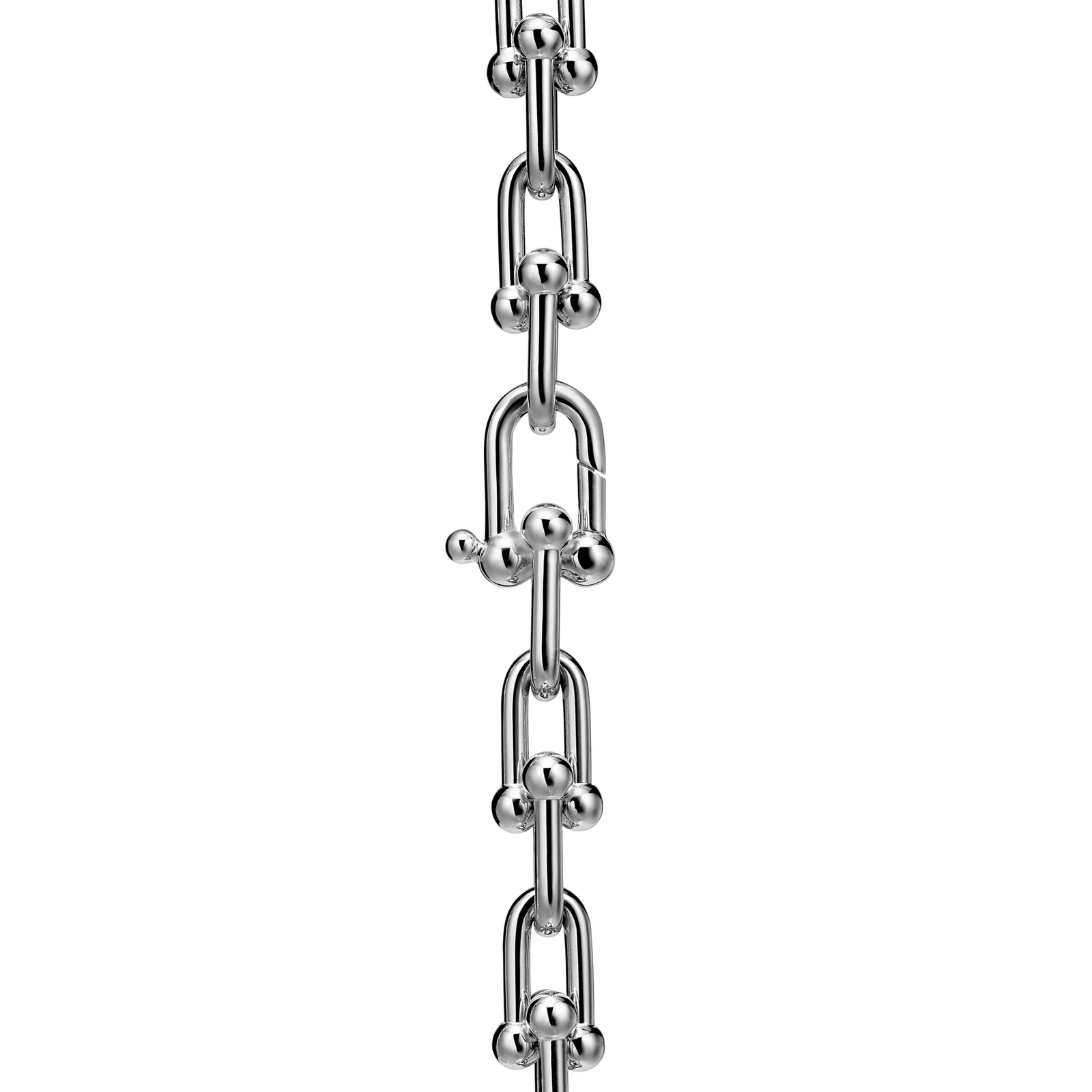 Medium Link Necklace in White Gold with Diamonds