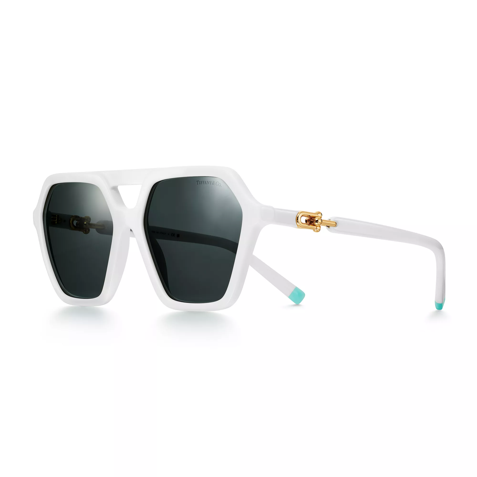 Sunglasses in White Acetate with Gray Lenses