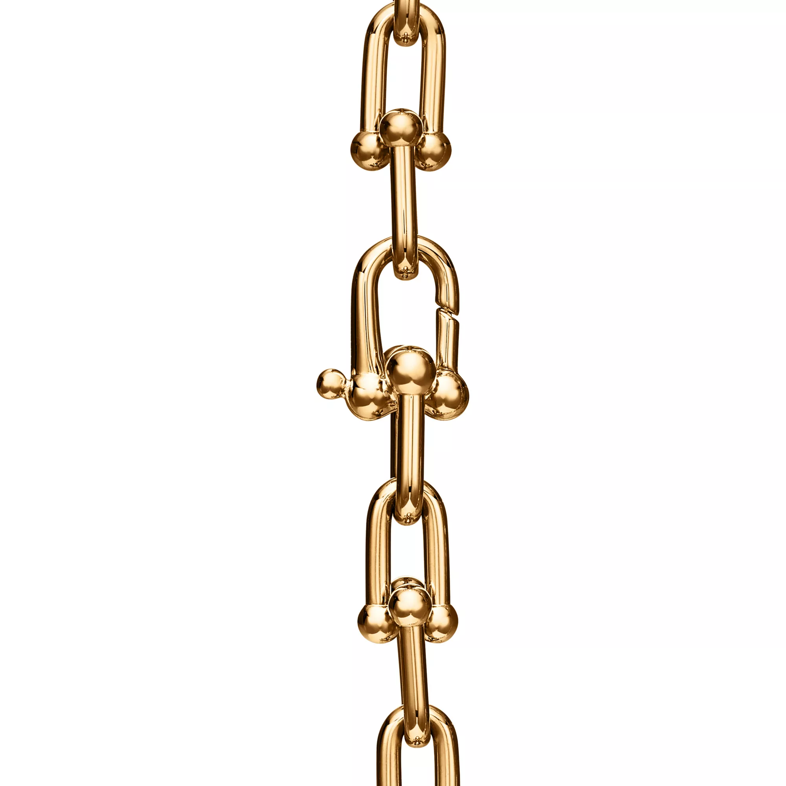 Graduated Link Necklace in Yellow Gold with Pave Diamonds