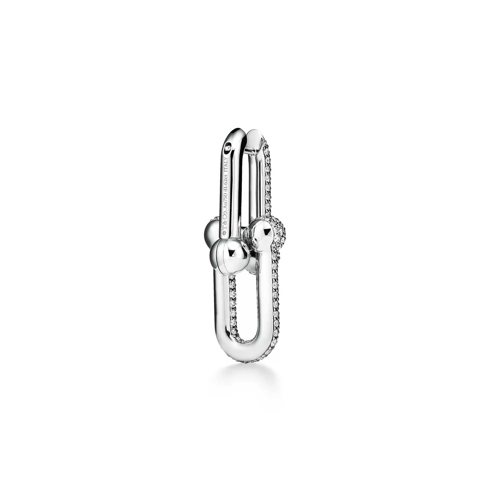 Large Link Earrings in White Gold with Diamonds