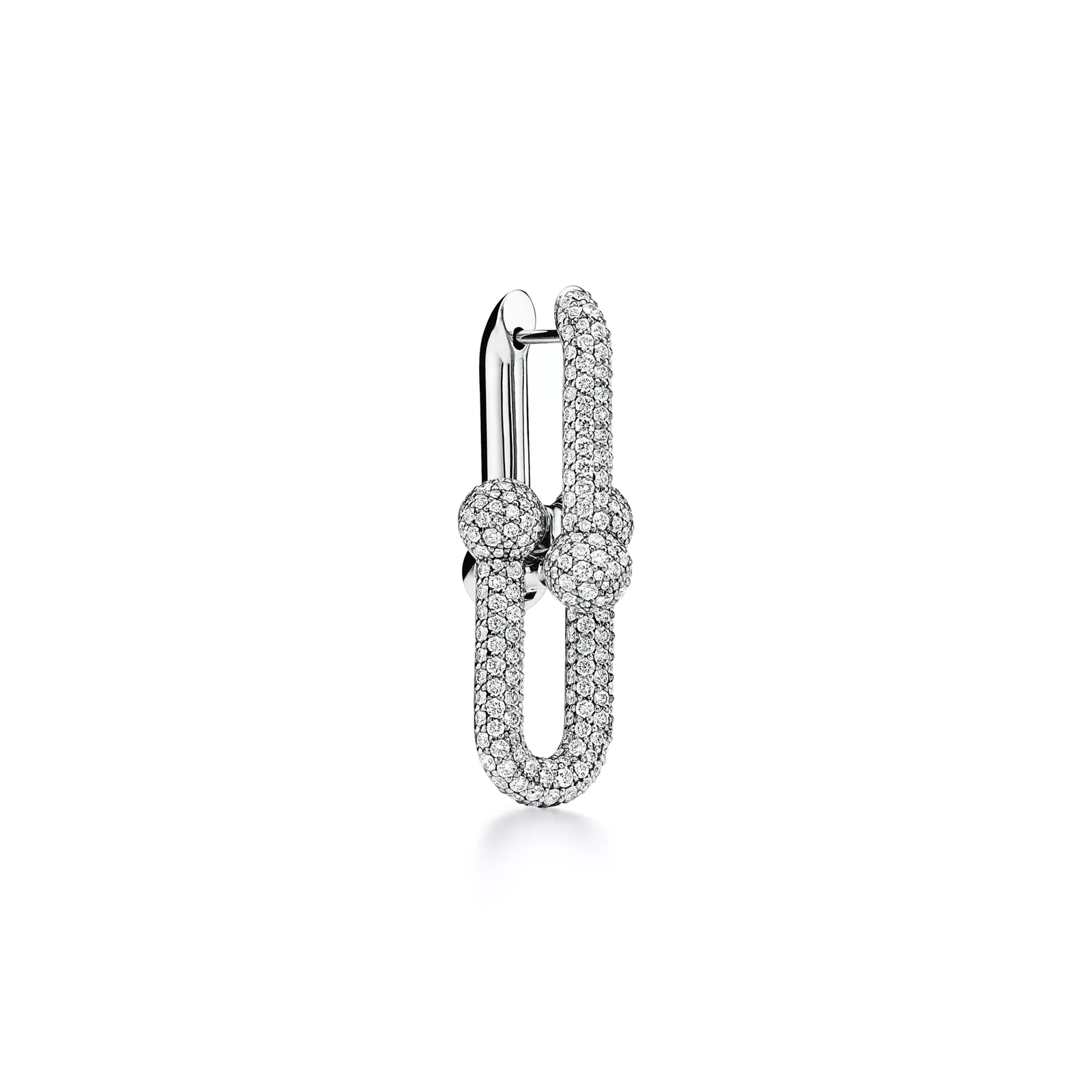 Large Link Earrings in White Gold with Diamonds