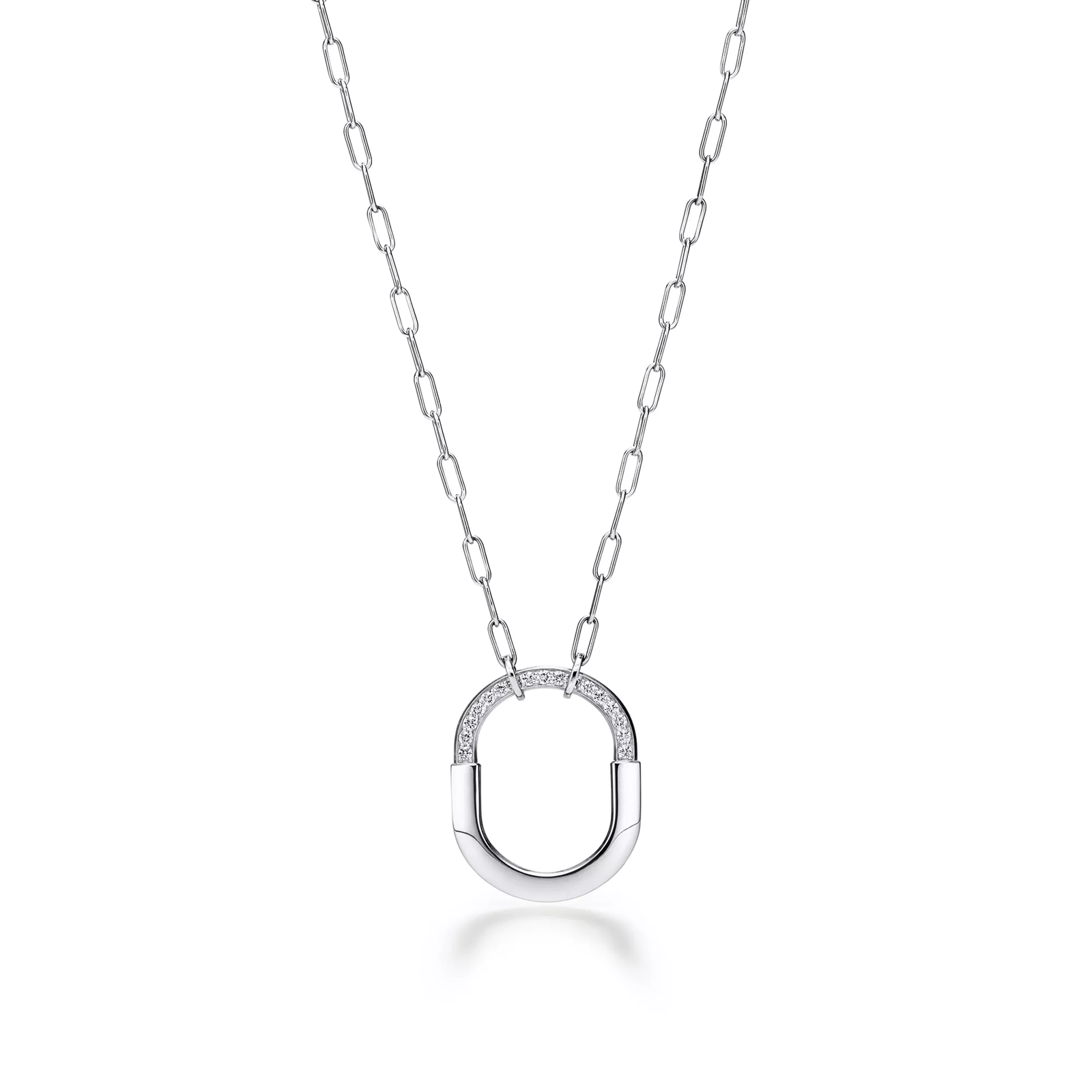 Pendant in White Gold with Diamonds, Medium