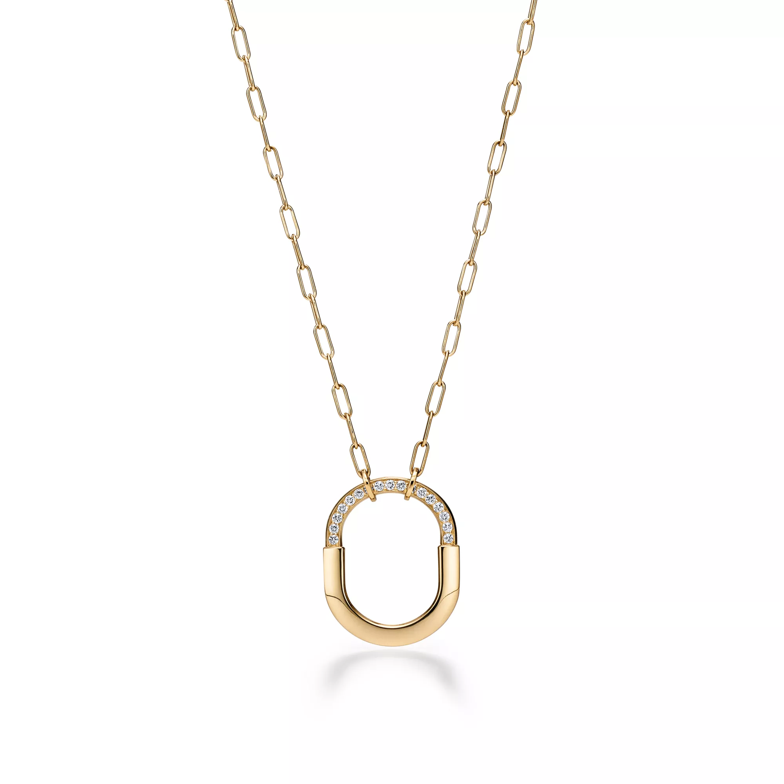 Pendant in Yellow Gold with Diamonds, Medium