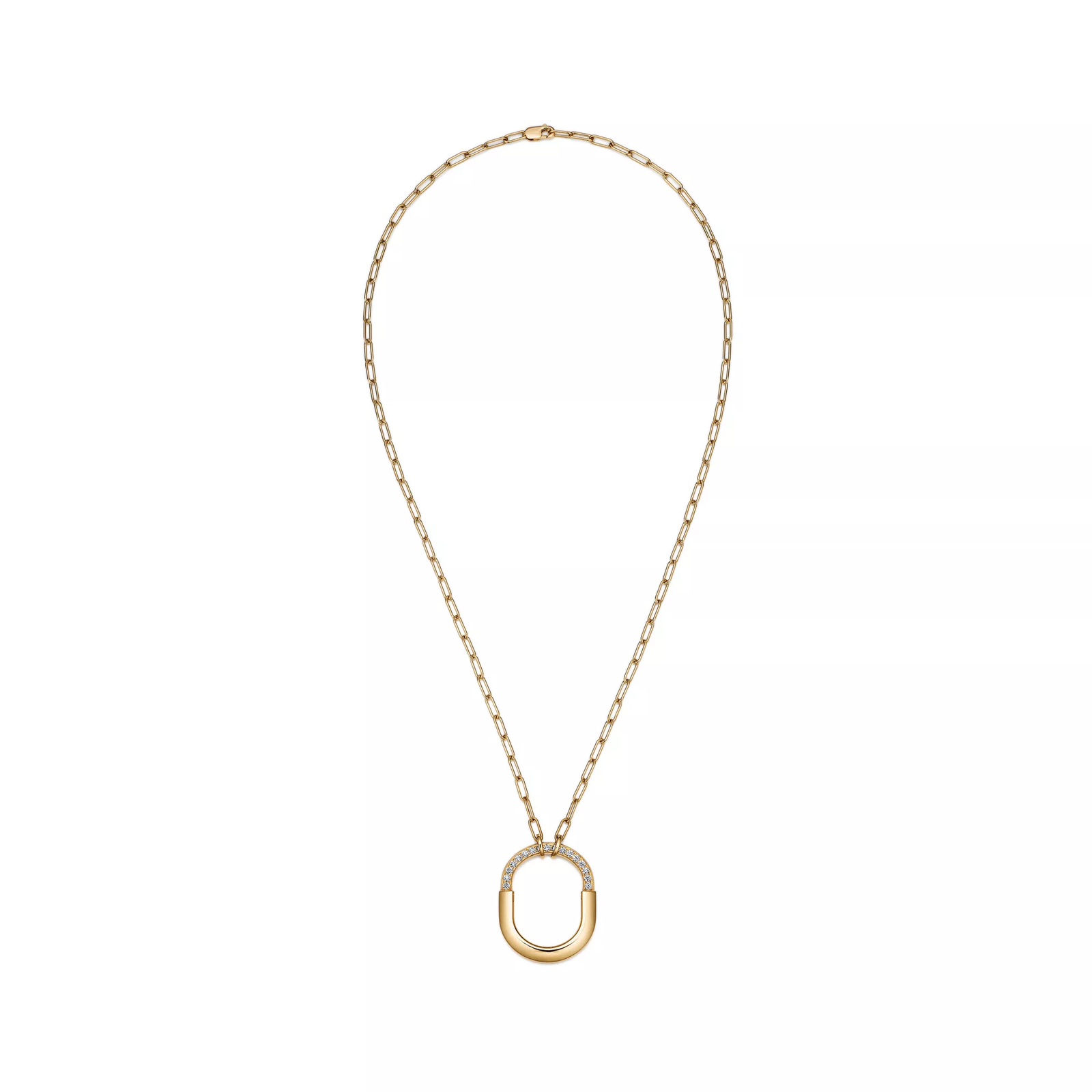 Pendant in Yellow Gold with Diamonds, Medium