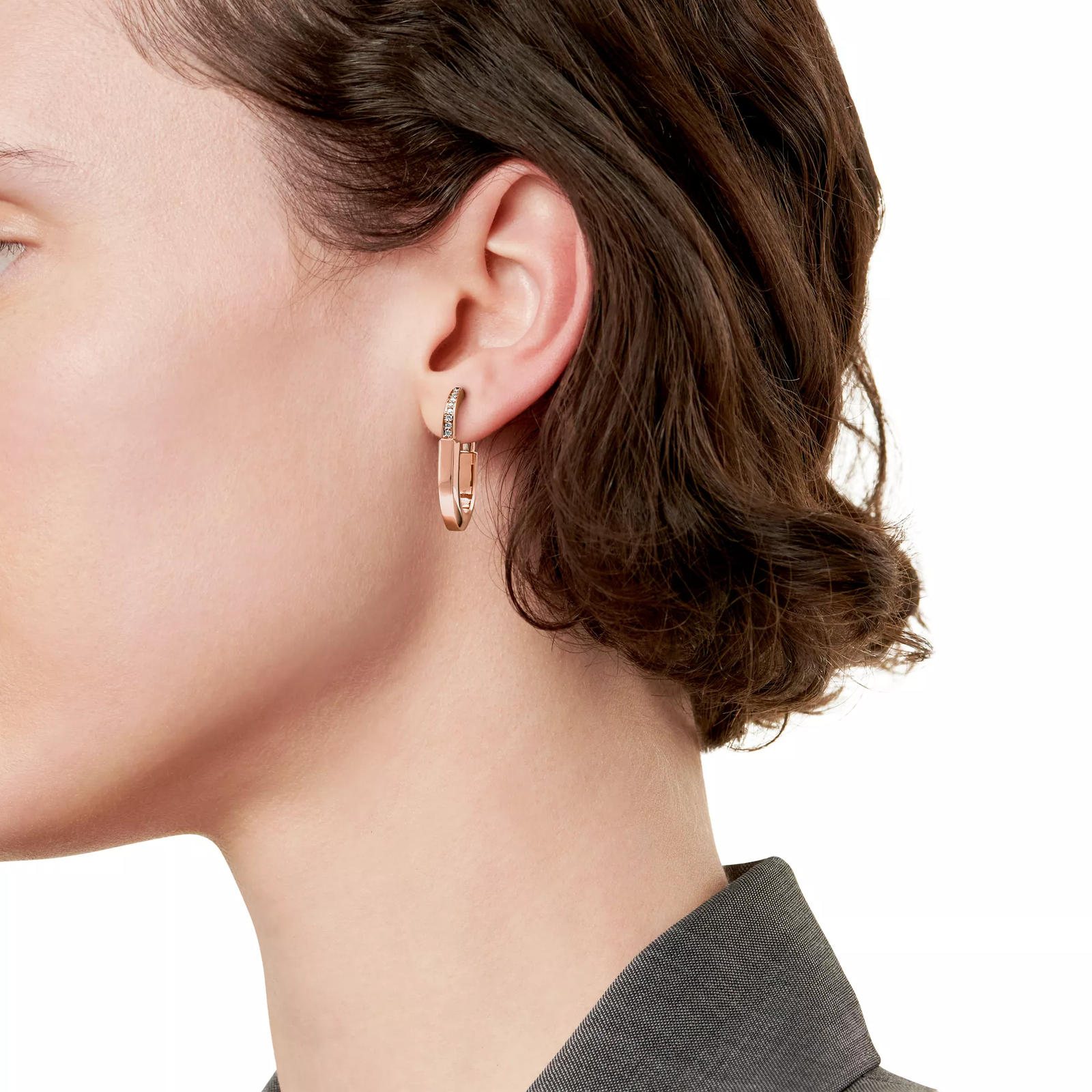 Earrings in Rose Gold with Diamonds, Medium