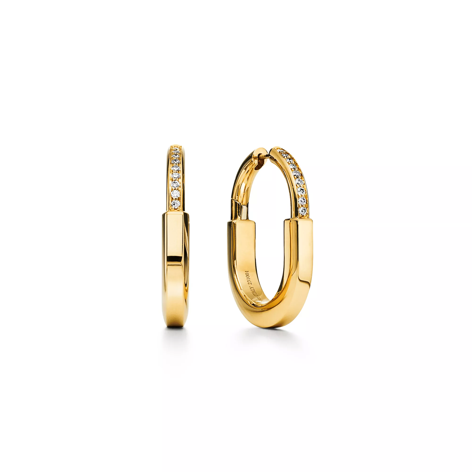 Earrings in Yellow Gold with Diamonds, Medium