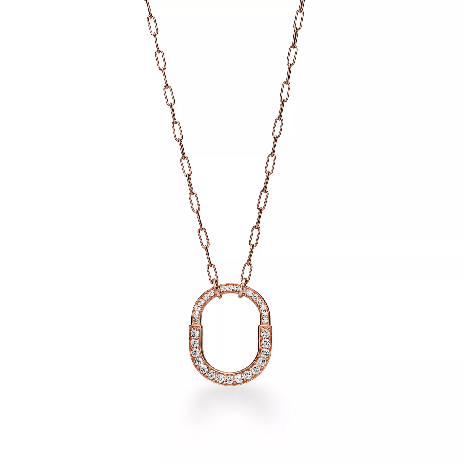 Pendant in Rose Gold with Pave Diamonds, Medium