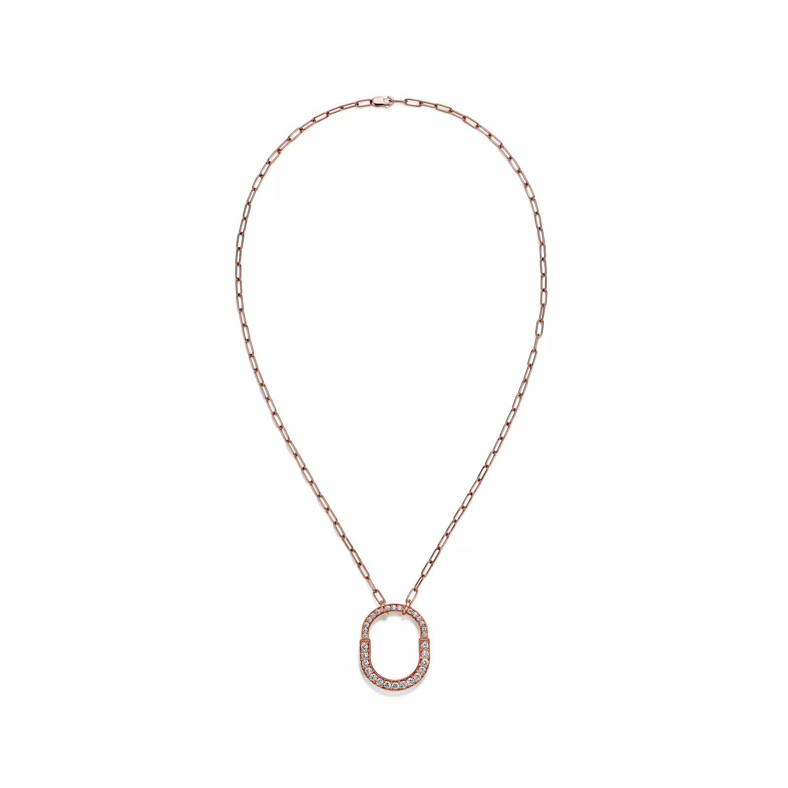 Pendant in Rose Gold with Pave Diamonds, Medium