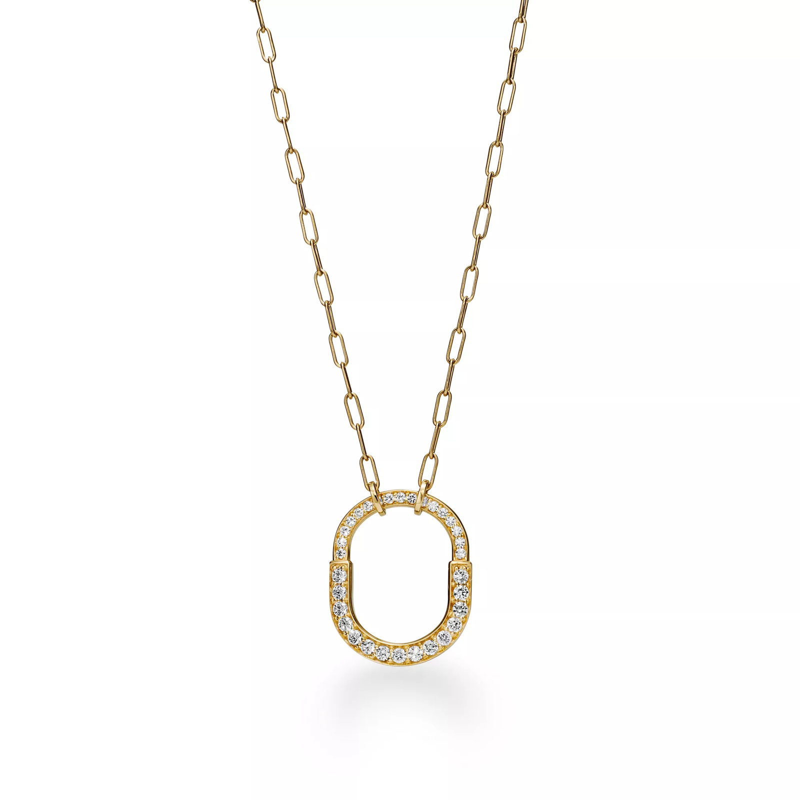 Pendant in Yellow Gold with Pave Diamonds, Medium
