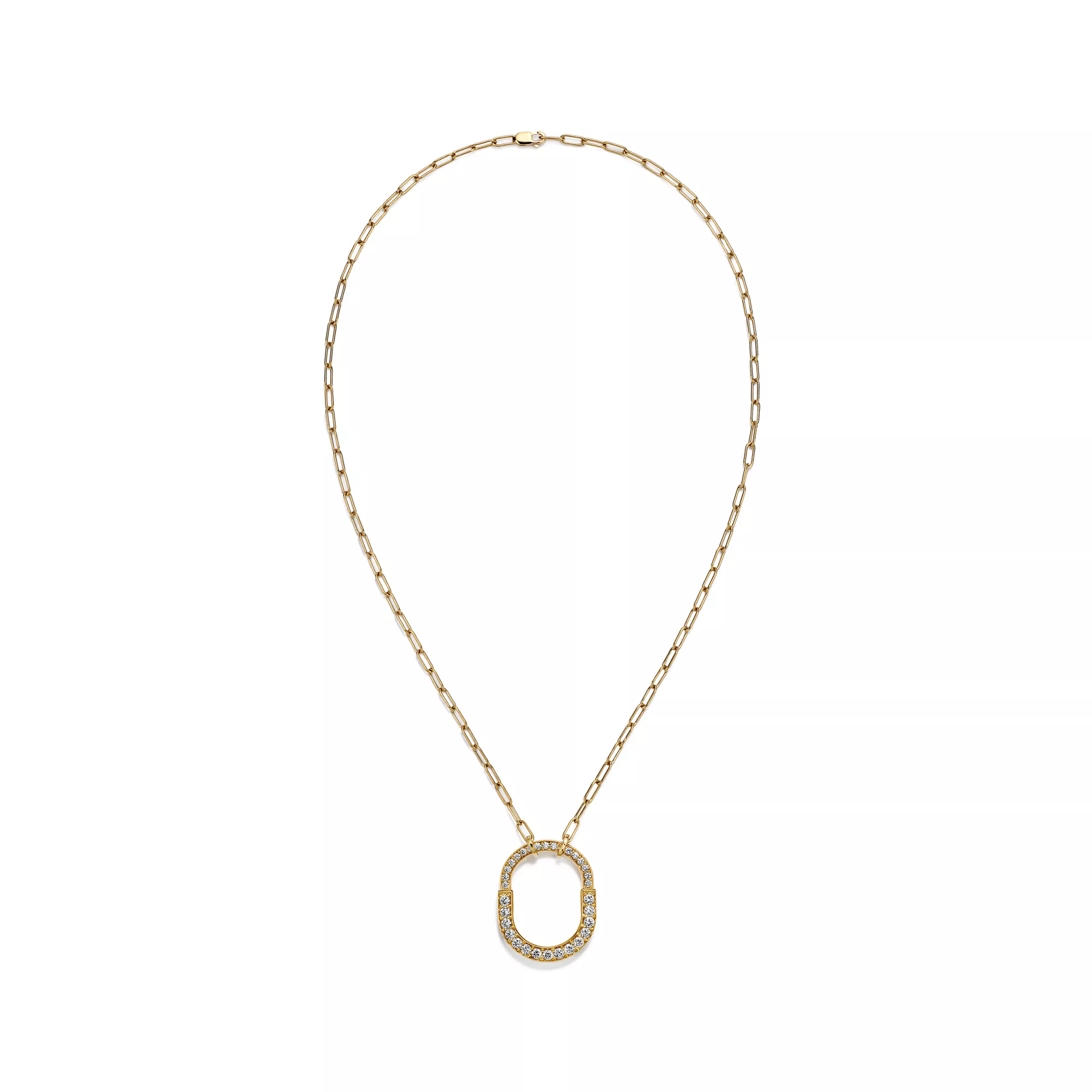 Pendant in Yellow Gold with Pave Diamonds, Medium