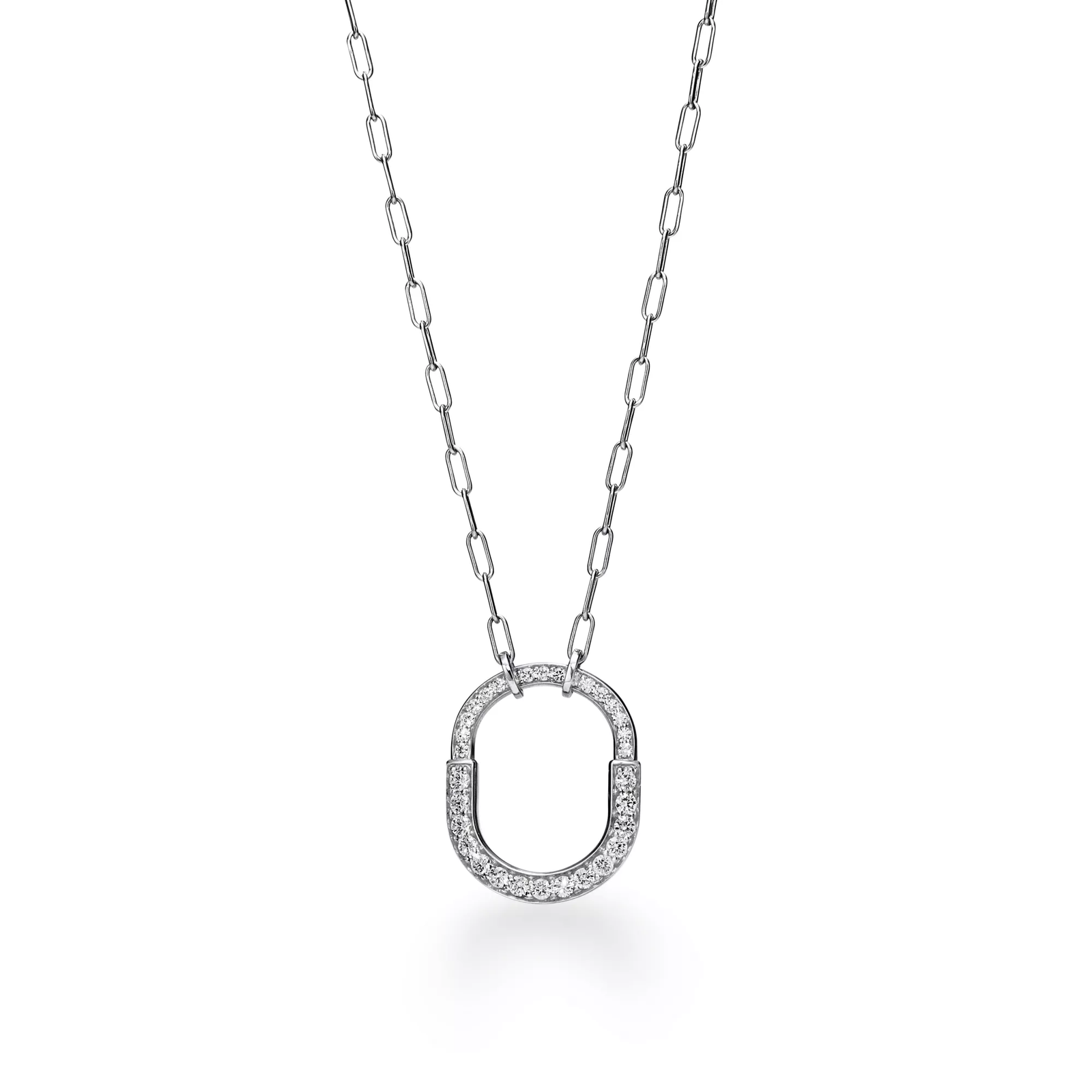 Pendant in White Gold with Pave Diamonds, Medium