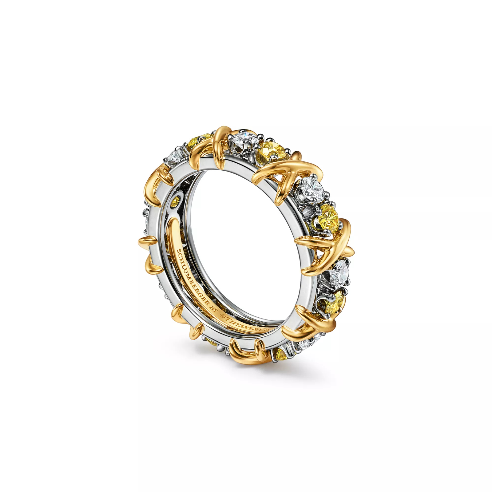 Ring with Yellow and White Diamonds